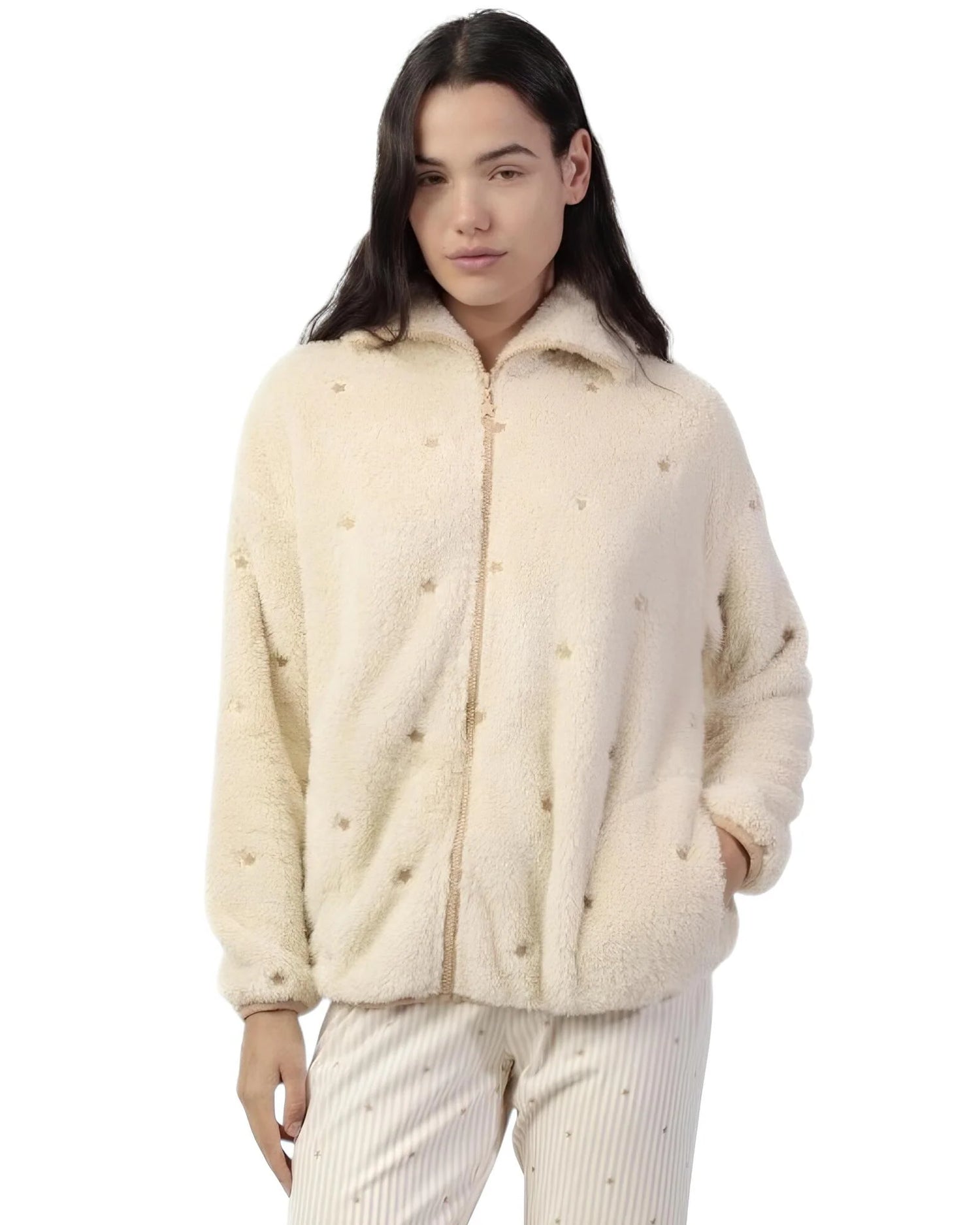 Admas Vestaglia donna invernale in pile shearling con cerniera 67305 2511S29