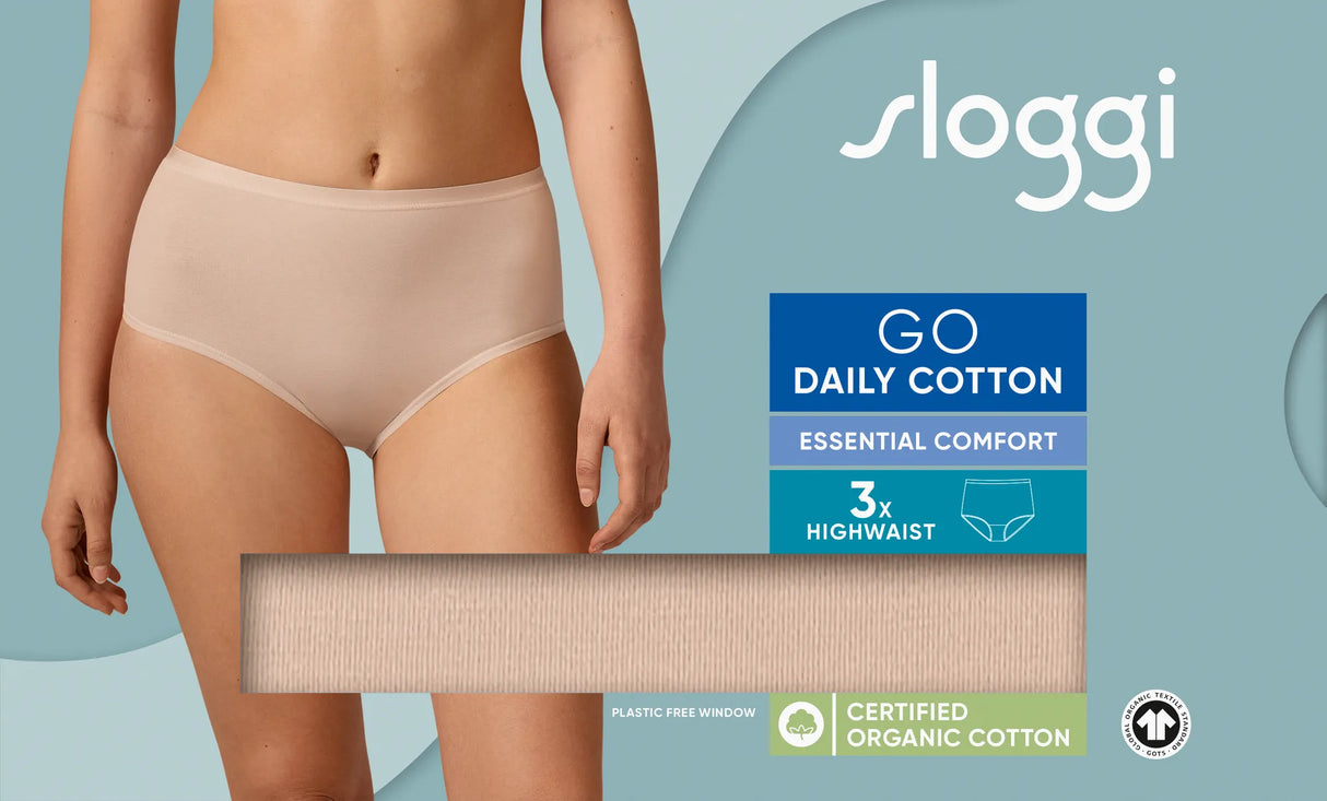 Sloggi Donna 3 Slip Maxi Go daily Cotton Highwaist 2502S17