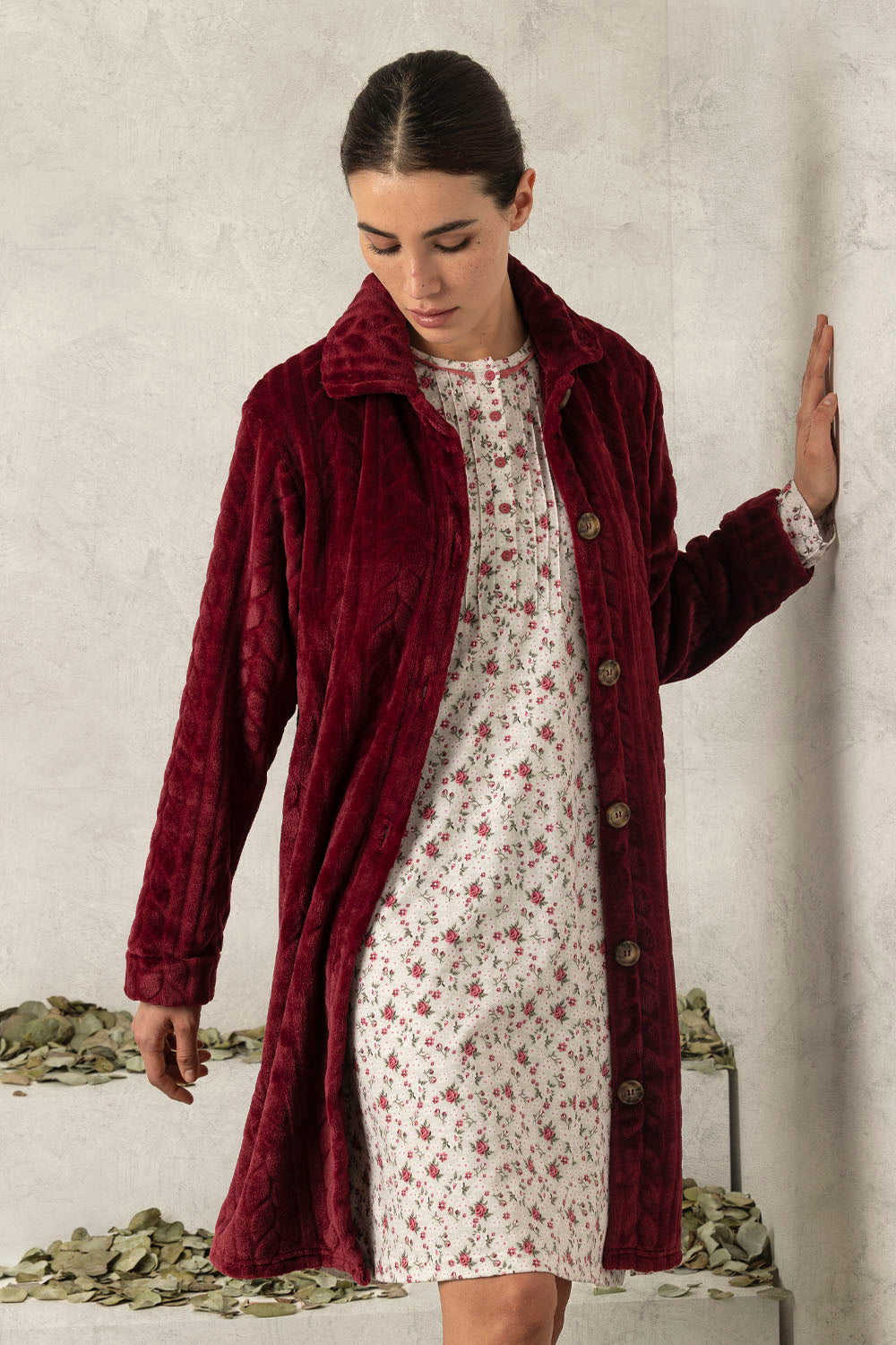 Admas Vestaglia donna in coral con collo e bottoni 67041 2511S27