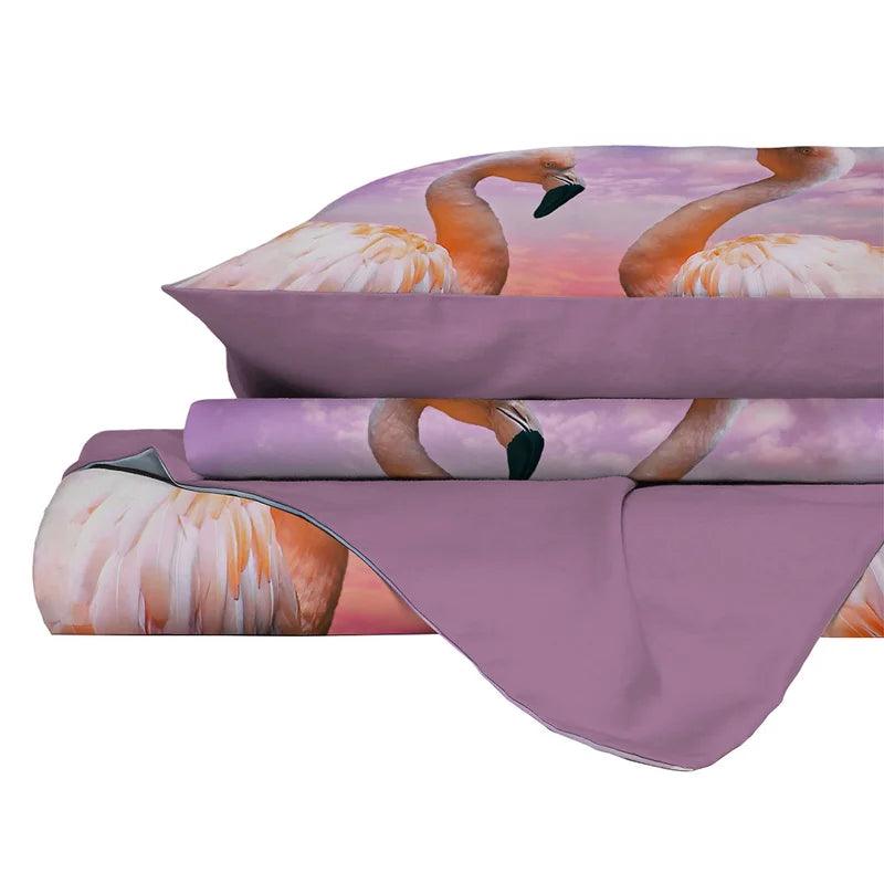 Parure Copripiumino Matrimoniale GoodNight Fenicottero Love B30 - Passarelli Biancheria