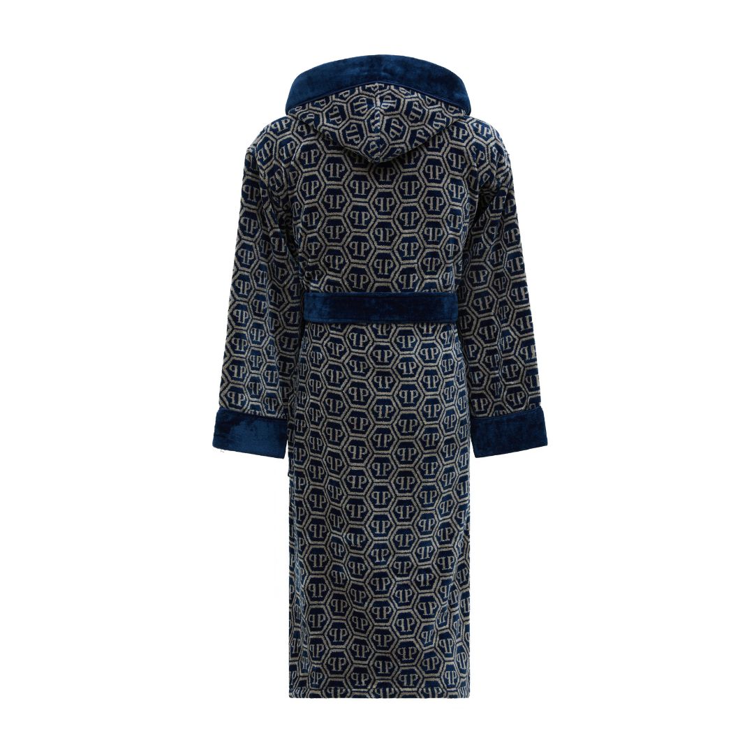 Philipp Plein Accappatoio con Cappuccio Pattern Moderno in Spugna