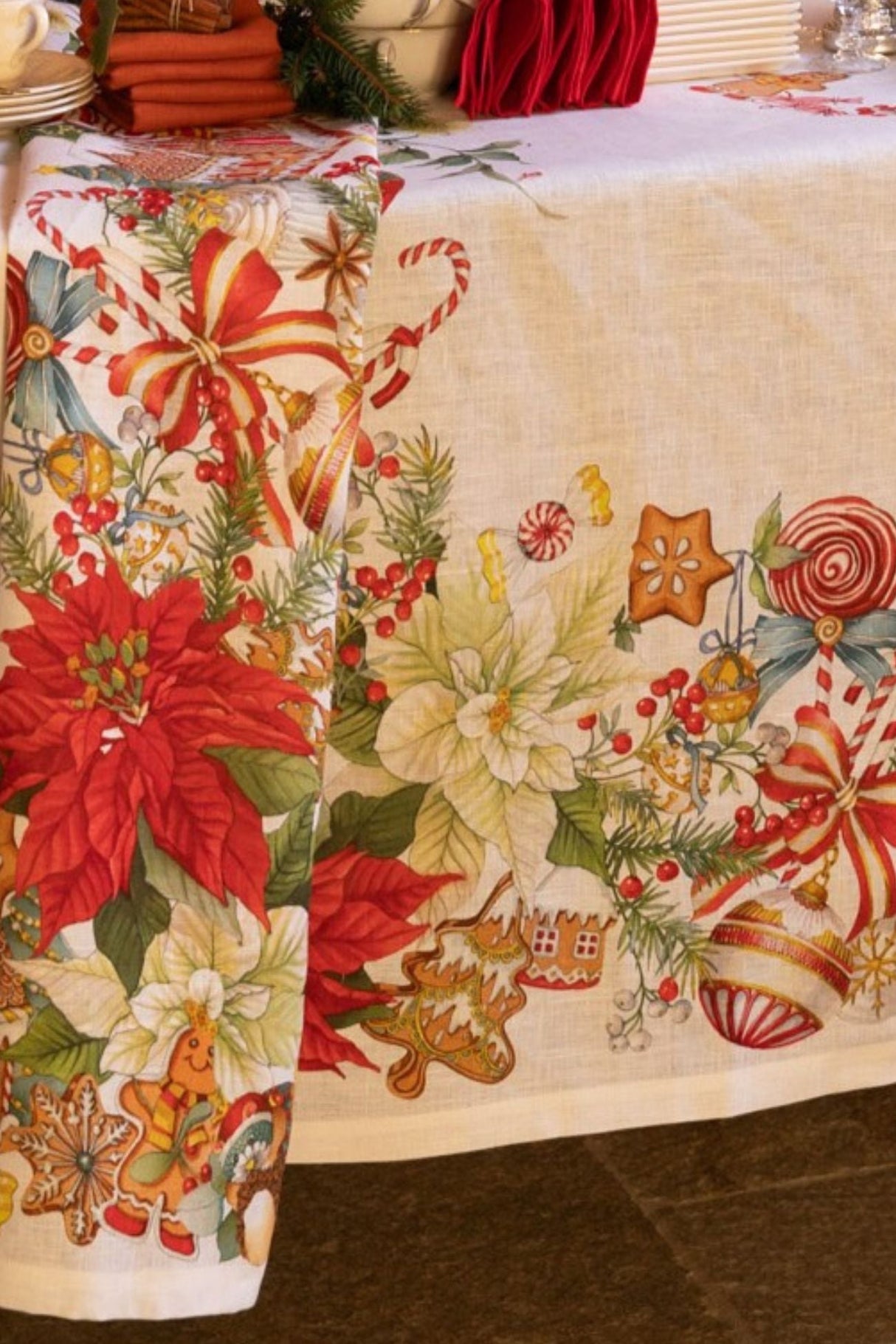 Tessitura Toscana Telerie Tovaglia Natalizia Marzapepe