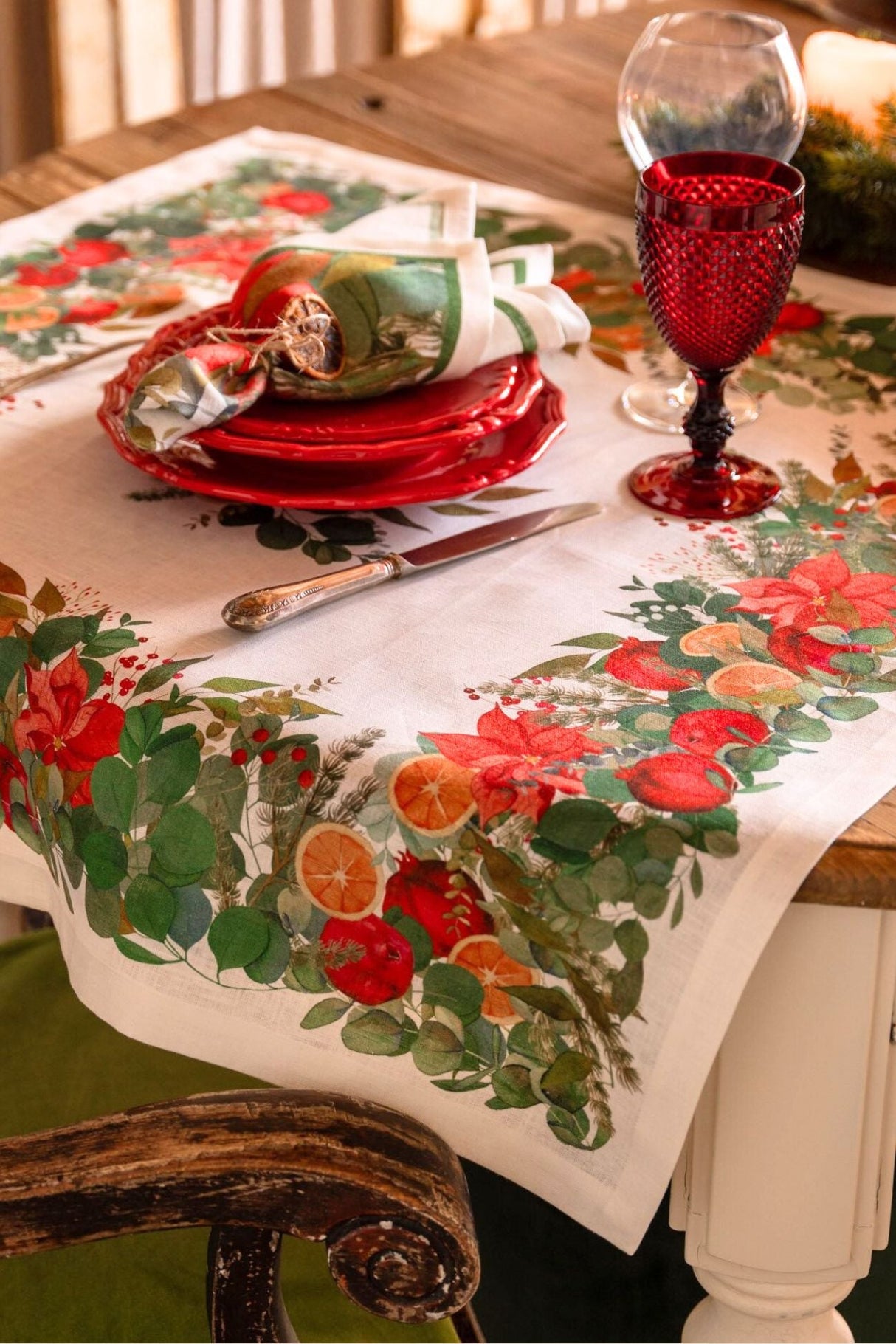 Tessitura Toscana Telerie Centrotavola Natalizio Garland Glee