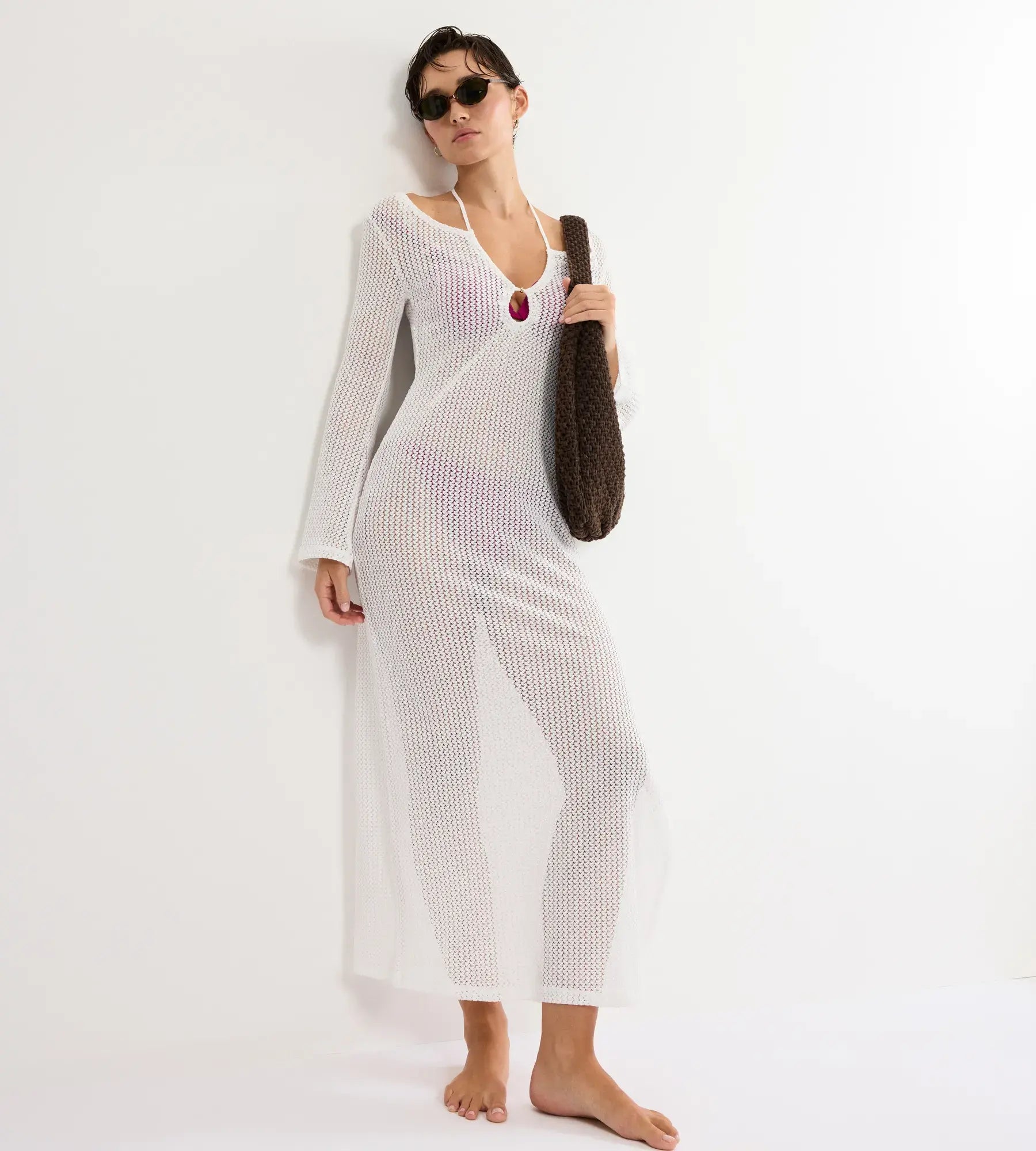 Triumph Vestito da spiaggia Beach MyWear Crochet 10226469 Bianco Relaxed Fit