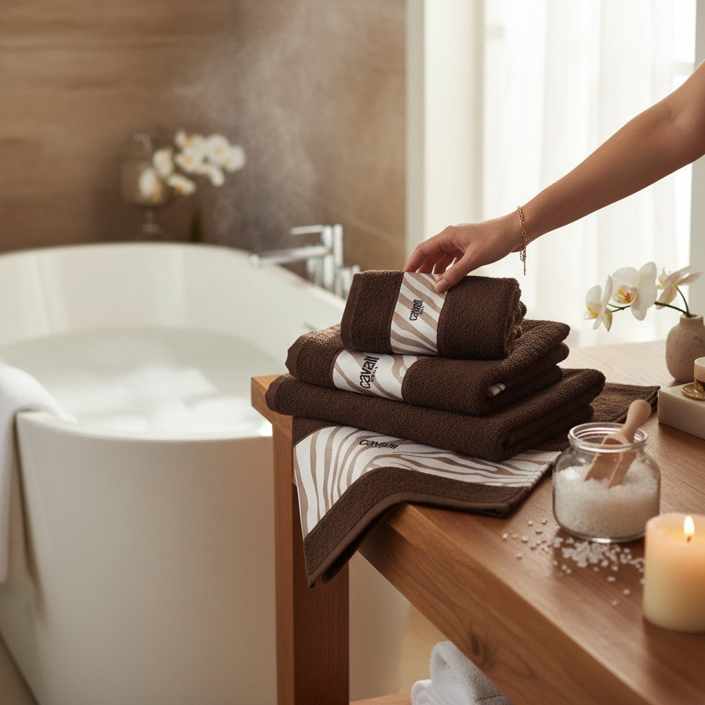 Roberto Cavalli Set Asciugamani in spugna 100% cotone Zebrage 2602S30