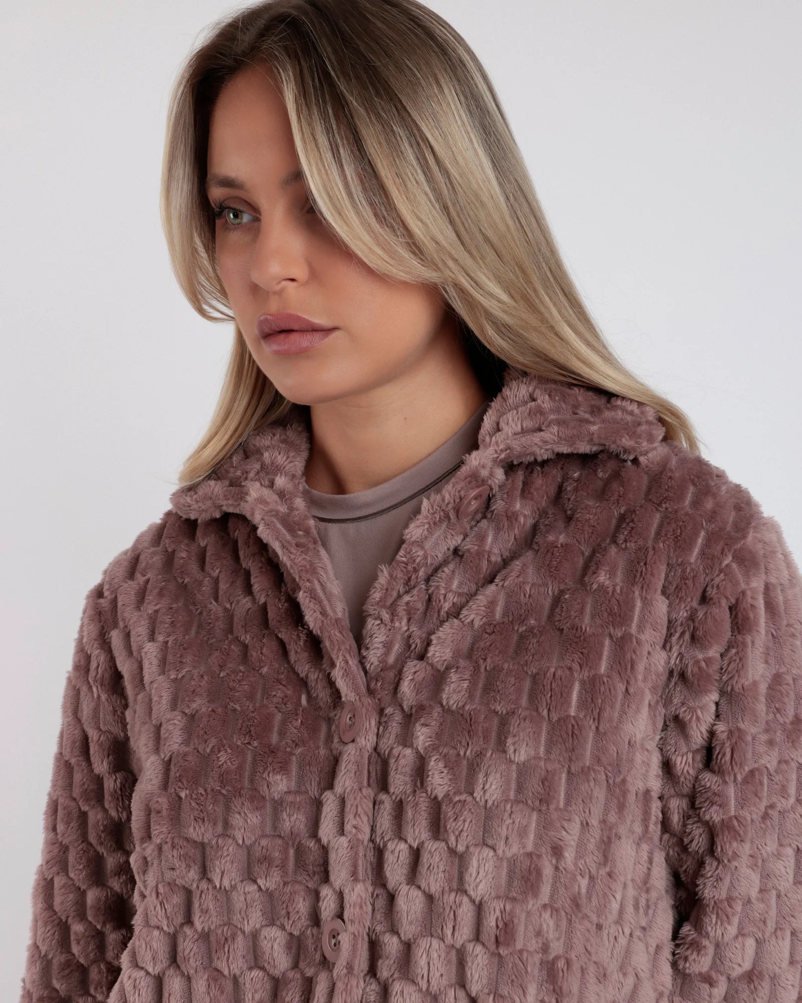 Admas Vestaglia donna in coral con collo e bottoni 67155 2411S28