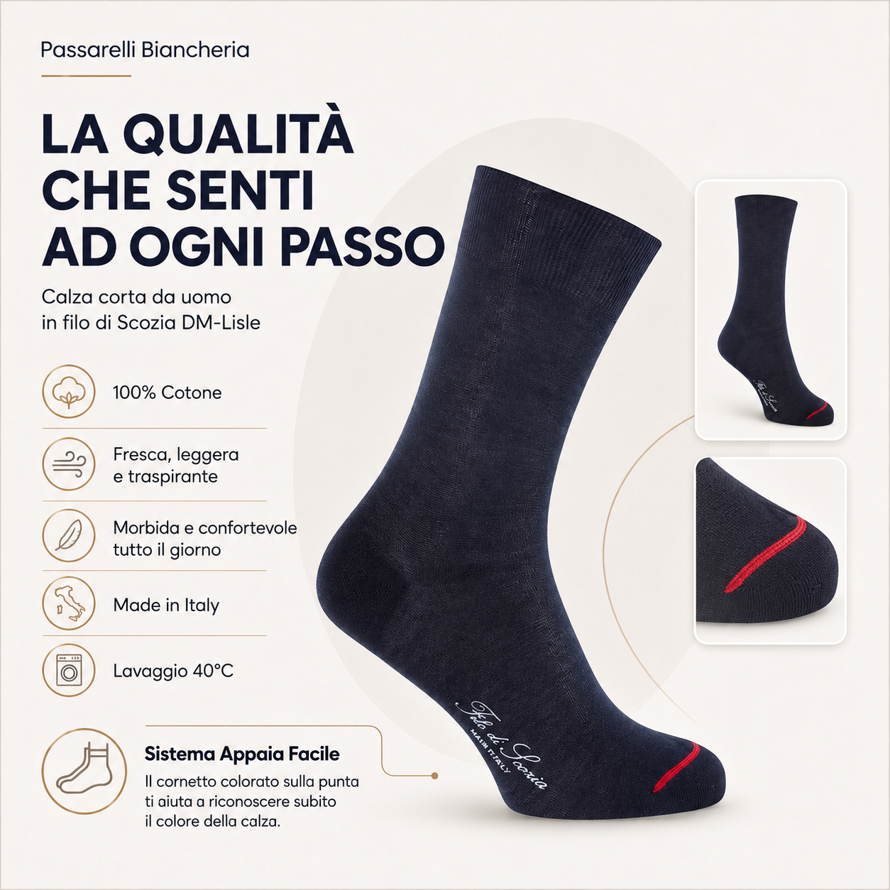 Kurze Herrensocke aus Schottlandgarn mit Easy Look System S36