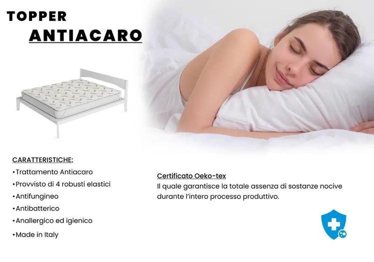 Topper Coprimaterasso Trapuntato Antiacaro - Varie Dimensioni - Passarelli Biancheria