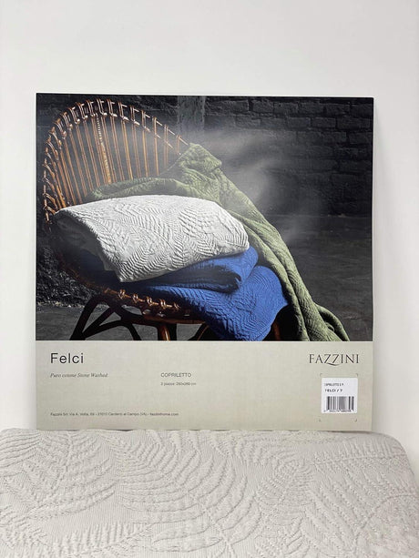 Fazzini Copriletto Matrimoniale Leggero jacquard di puro cotone Felci D150 - Passarelli Biancheria