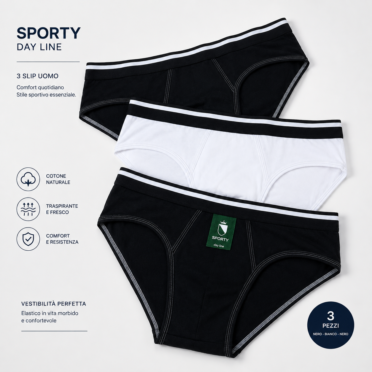Cagi Confezione 3 Slip Uomo Midi Sporty Collection 4167 S90