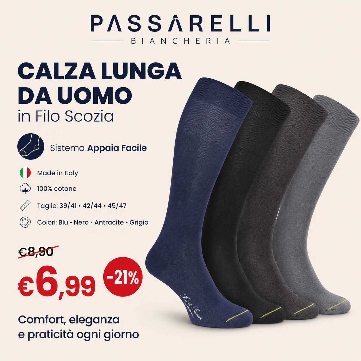Lange Socken für Männer in Schottland Thread mit Easy Appearance System LS005-DM092 S40