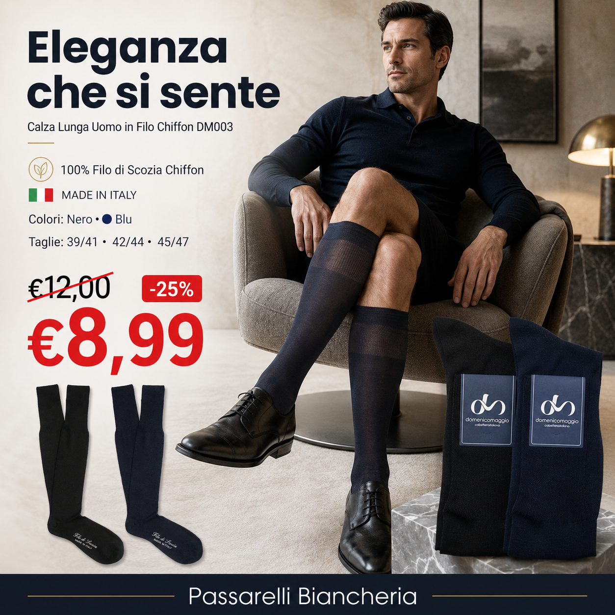Domenico Maggio Lange Herrensocken in Schottland Thread DM088 S36
