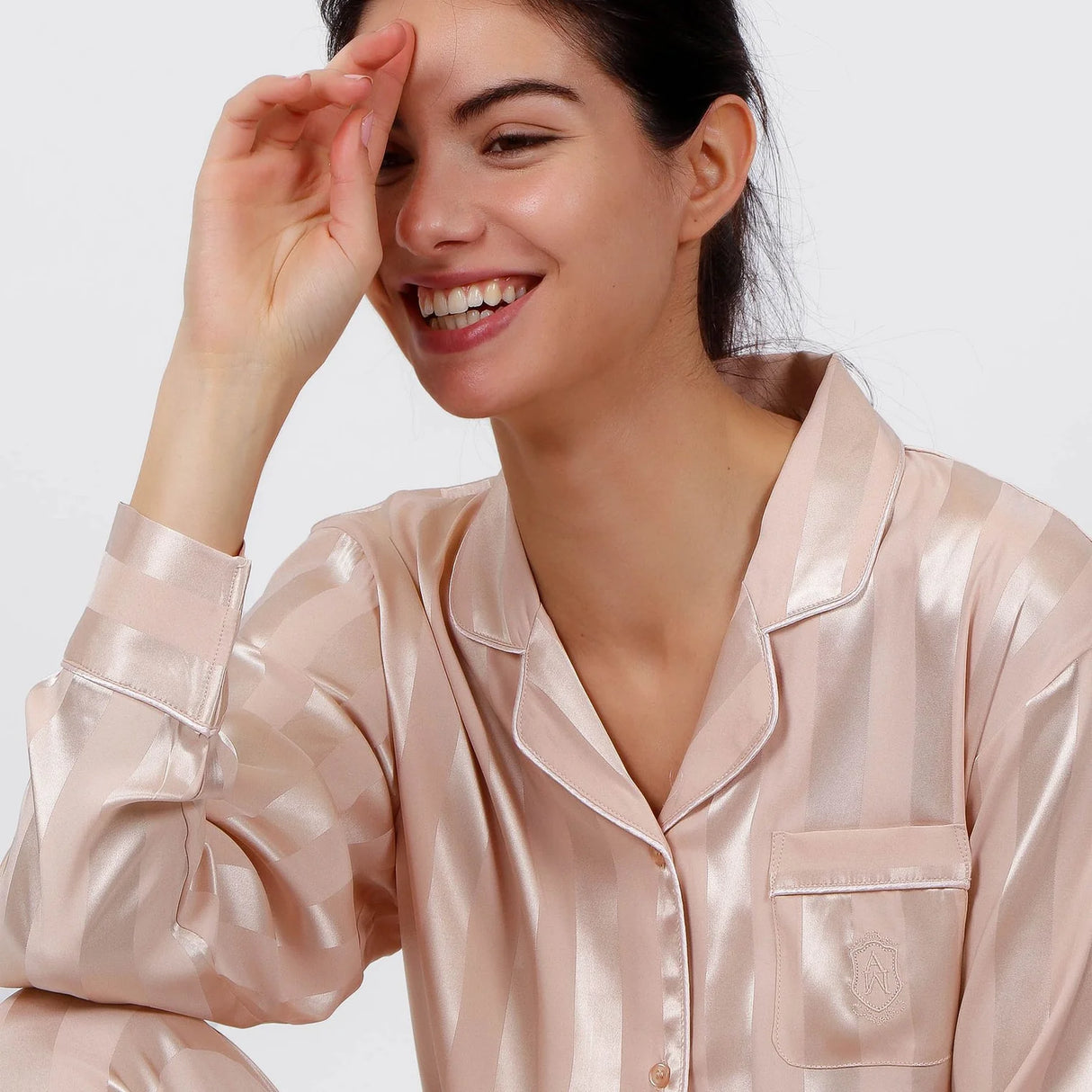 Admas Pigiama da Donna in Raso effetto Seta Aperto Avanti 55838 S32