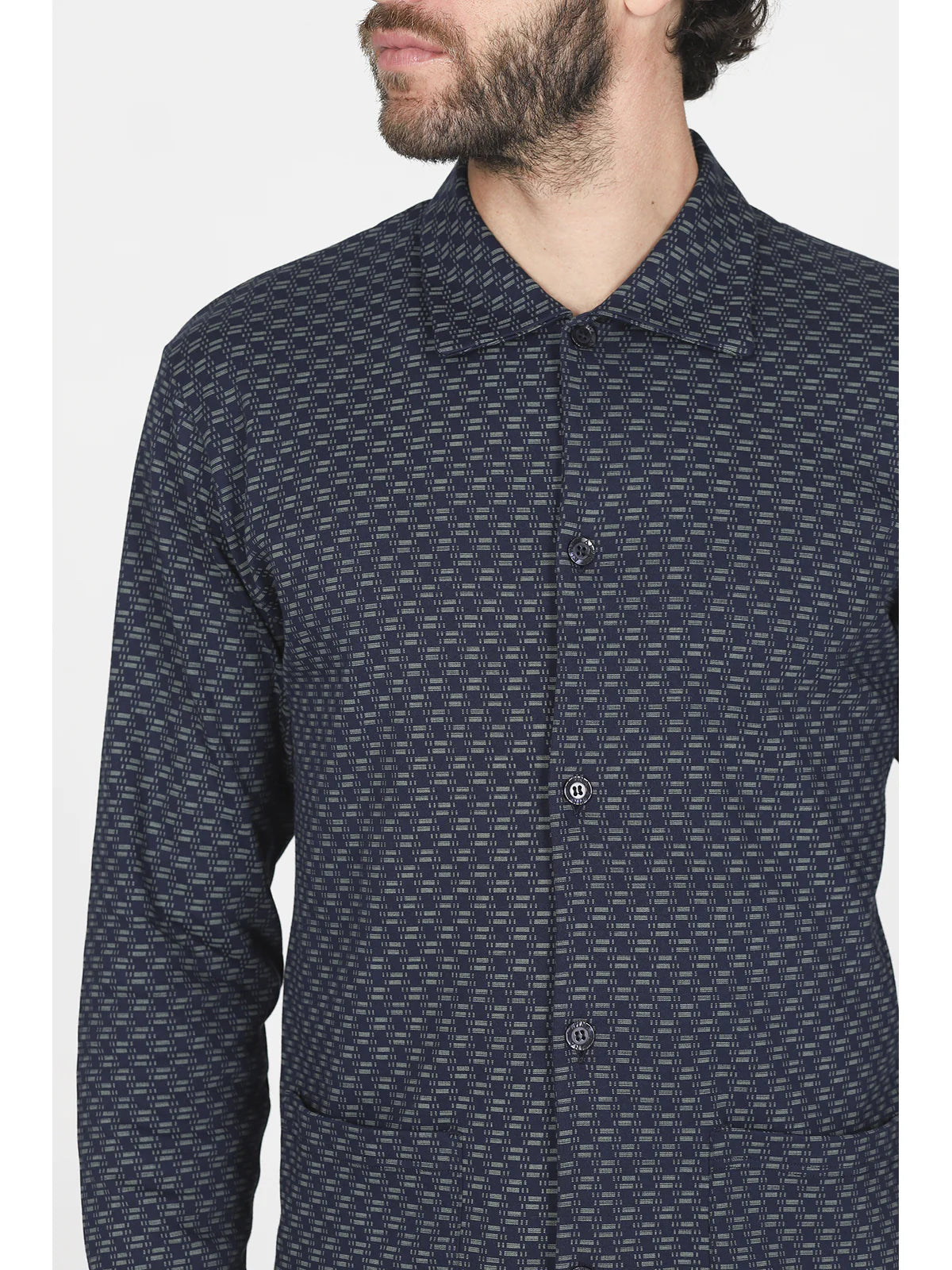 Alpina Pigiama Invernale Cardigan da Uomo in interlock di puro cotone AAL438 2510S70