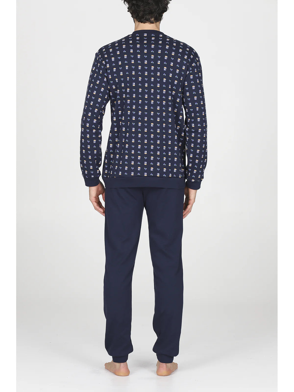 Alpina Uomo Pigiama Invernale Serafino in interlock di puro cotone AAL439 2510S70