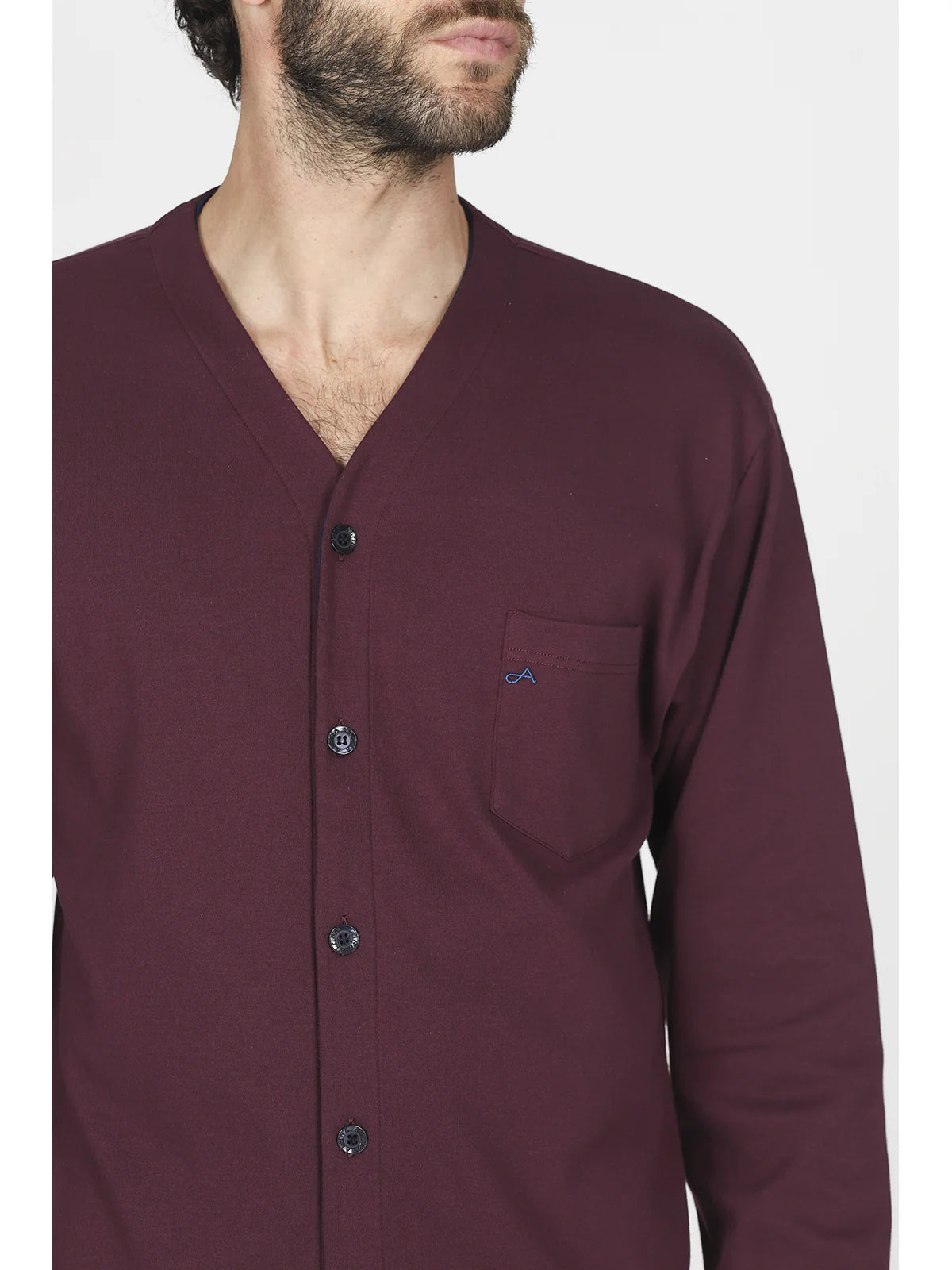 Alpina Uomo Pigiama Invernale Cardigan in interlock di puro cotone AAL743 2512S76