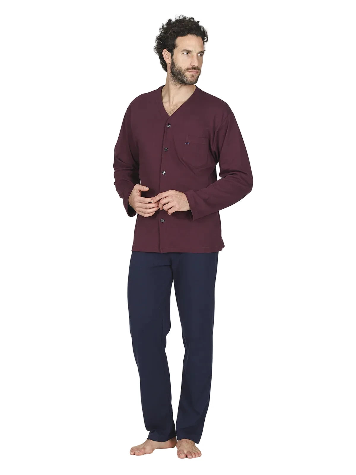 Alpina Pigiama Invernale Cardigan in interlock di puro cotone AAL743 2512S76