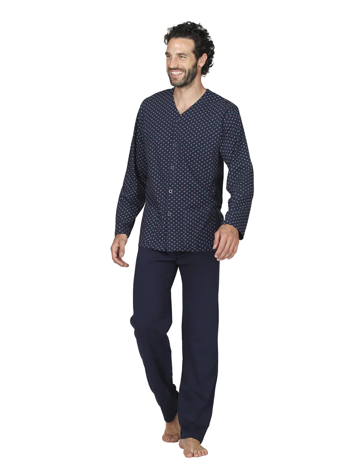 Alpina Pigiama Cardigan Cotone Leggero da Uomo AAL780-537 2604S64
