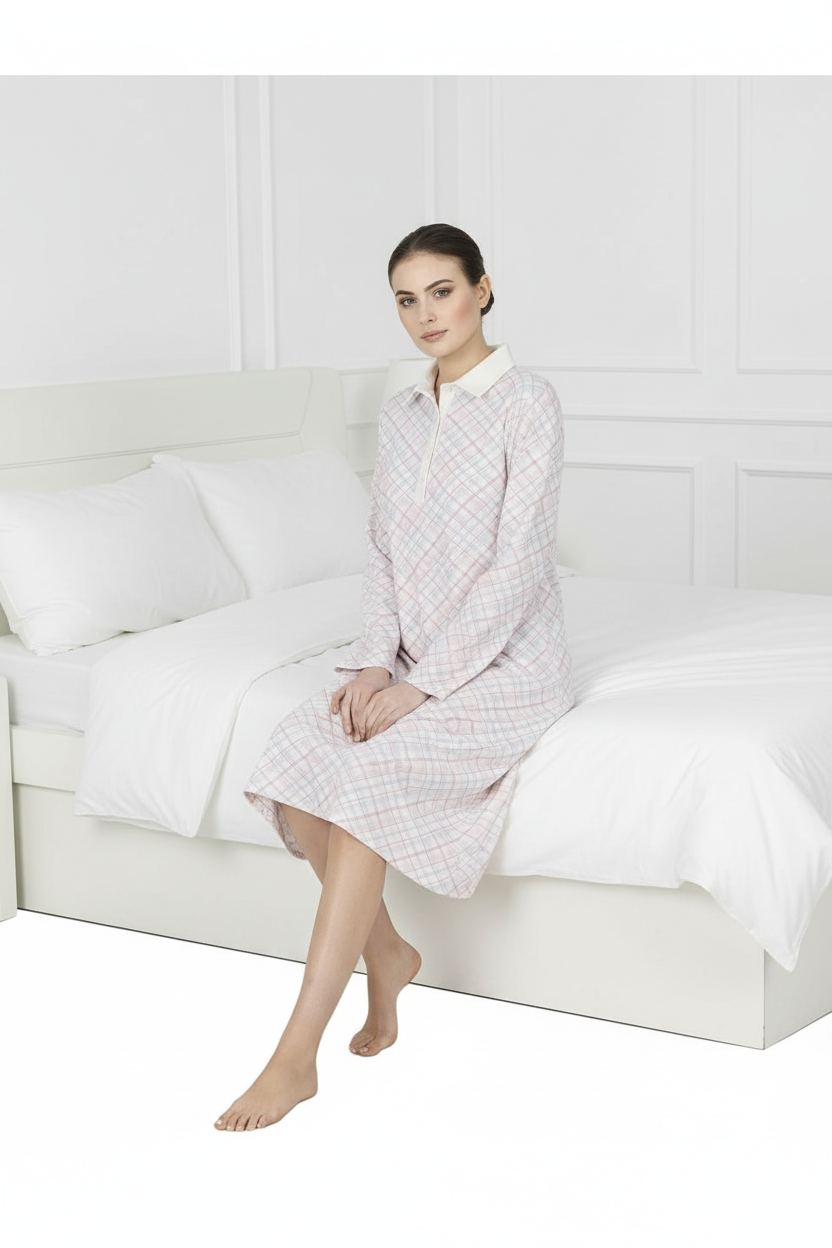 Alpina Donna Camicia da Notte Invernale in Caldo Cotone Fedora AFL319 2512S60