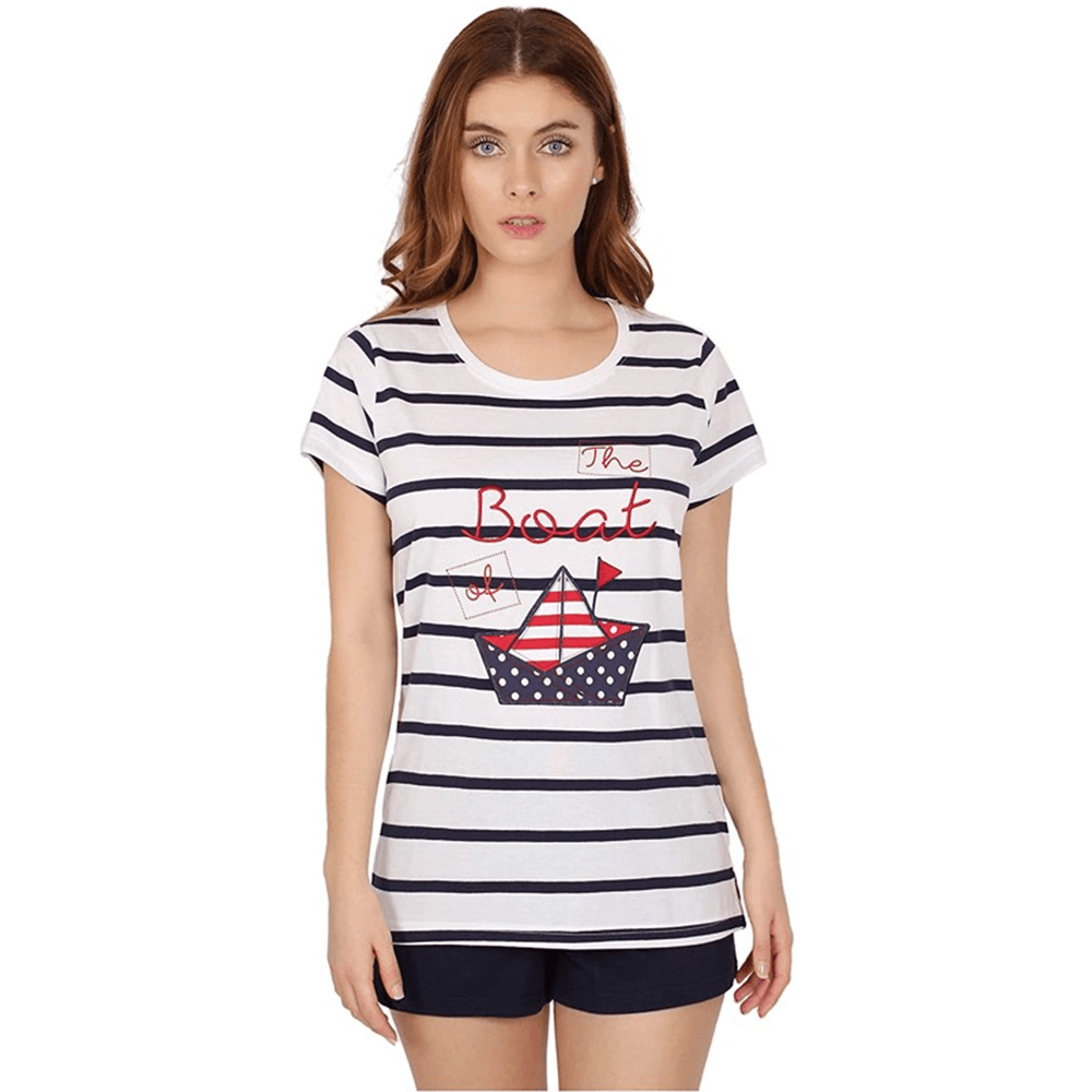 Admas Pigiama da Donna con Pantalone Corto e Maglia a Maniche Corte 54167 S19 - Passarelli Biancheria