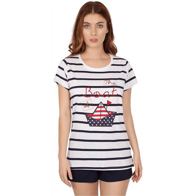 Admas Pigiama da Donna con Pantalone Corto e Maglia a Maniche Corte 54167 S19 - Passarelli Biancheria