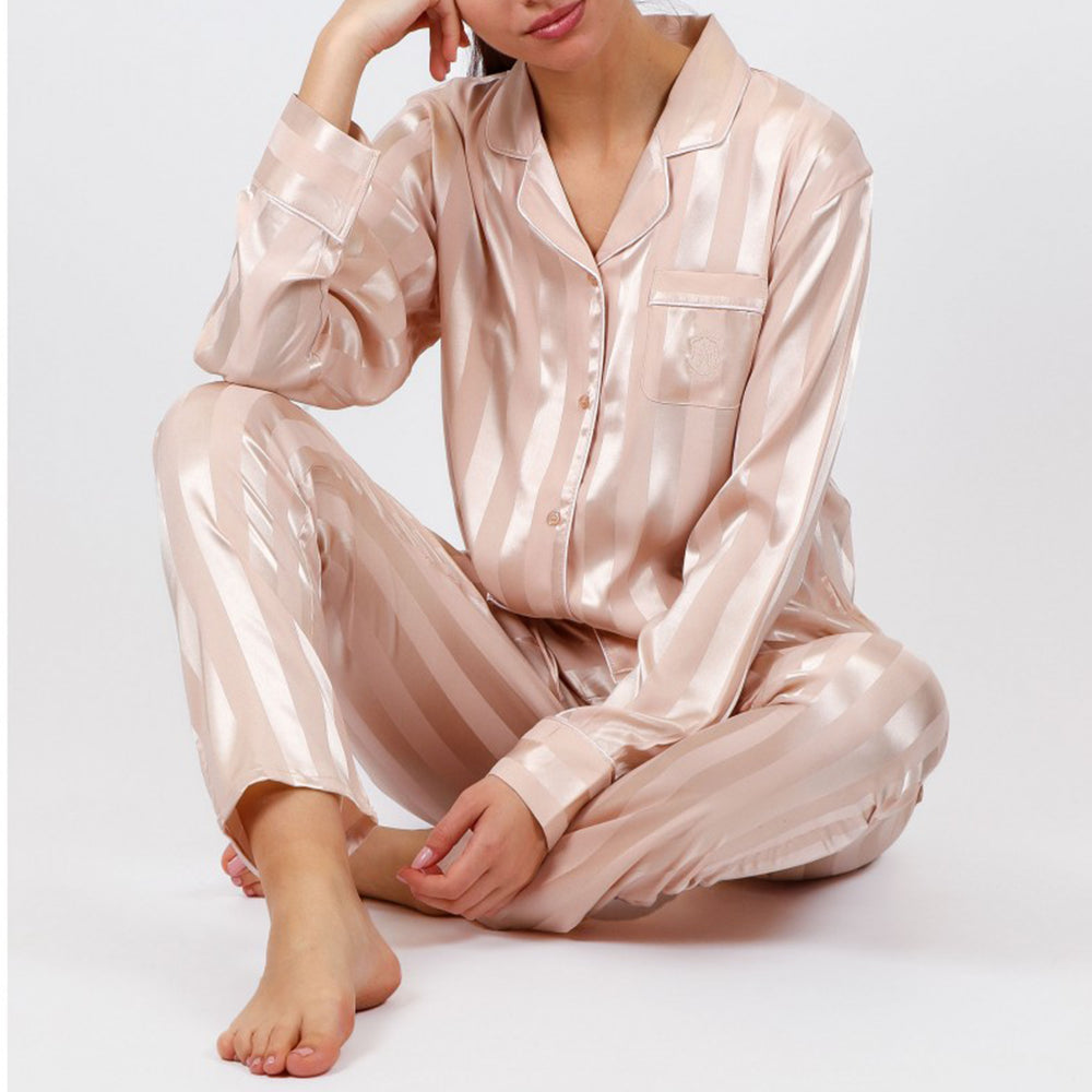 Admas Pigiama da Donna in Raso effetto Seta Aperto Avanti 55838 S32