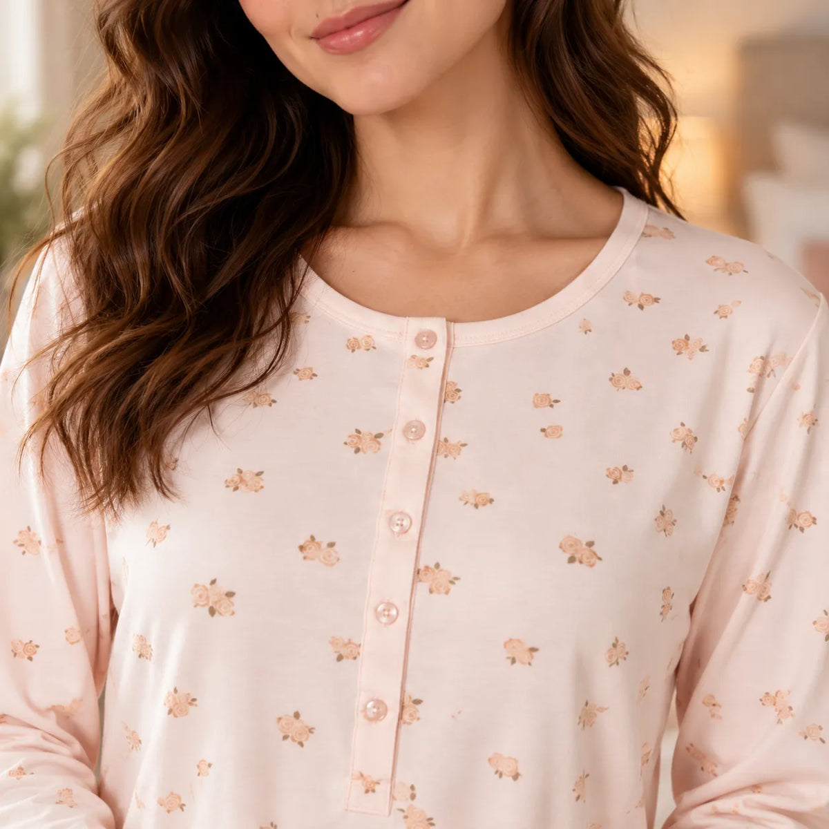 Alpina Donna Camicia da Notte Invernale in Caldo Cotone Berna AFL922