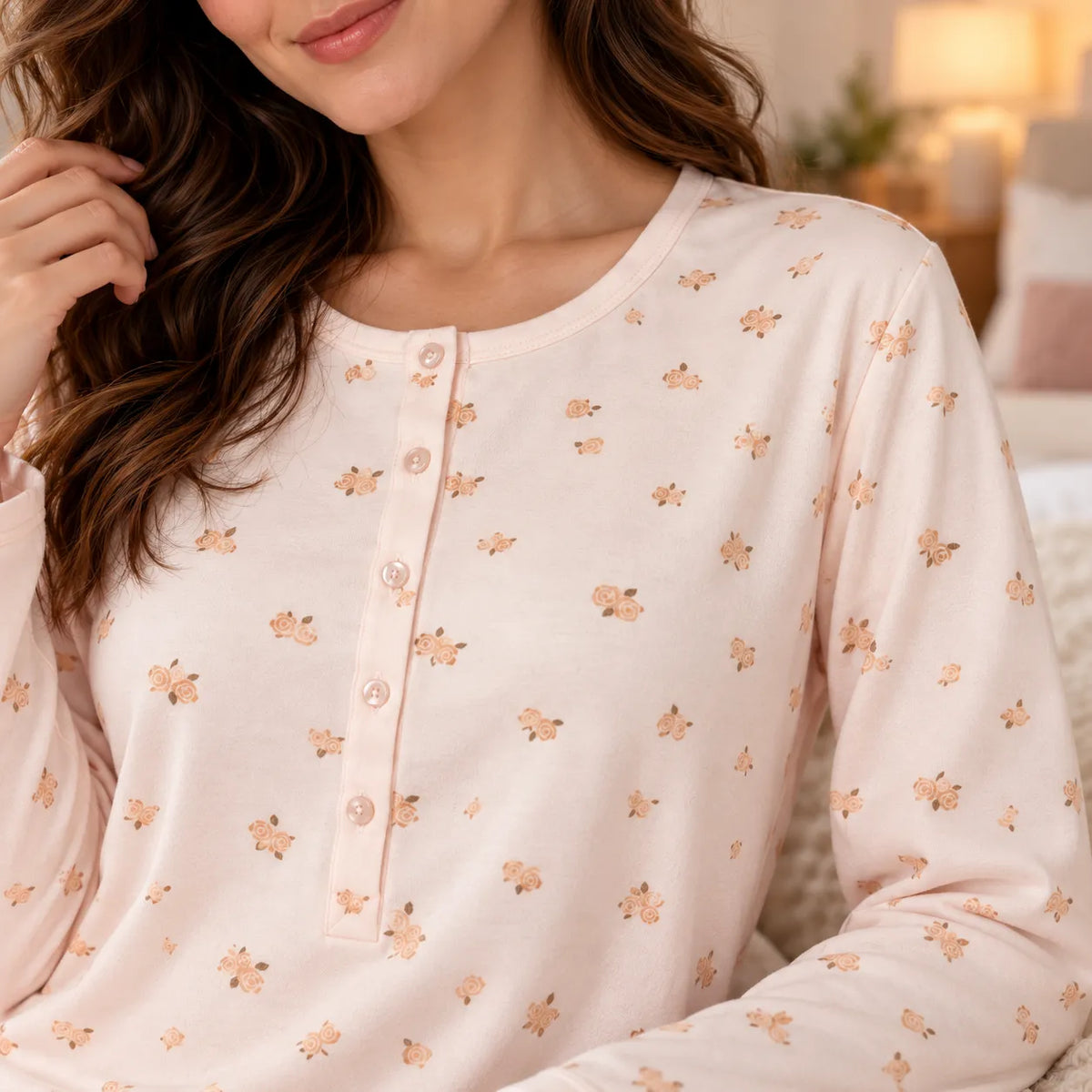 Alpina Donna Camicia da Notte Invernale in Caldo Cotone Berna AFL922