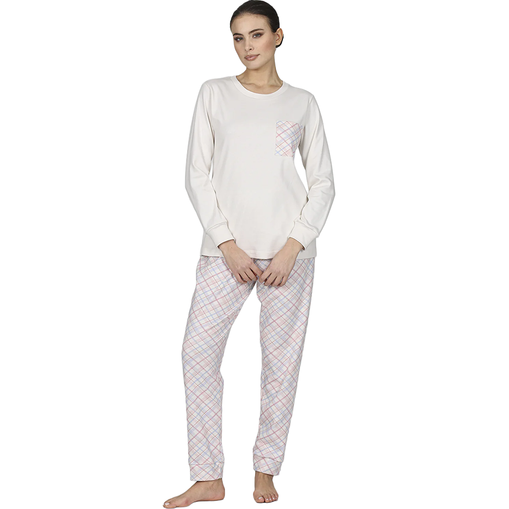 Alpina Donna Pigiama Invernale in Caldo Cotone da Donna Fedora AEL345 2511S72