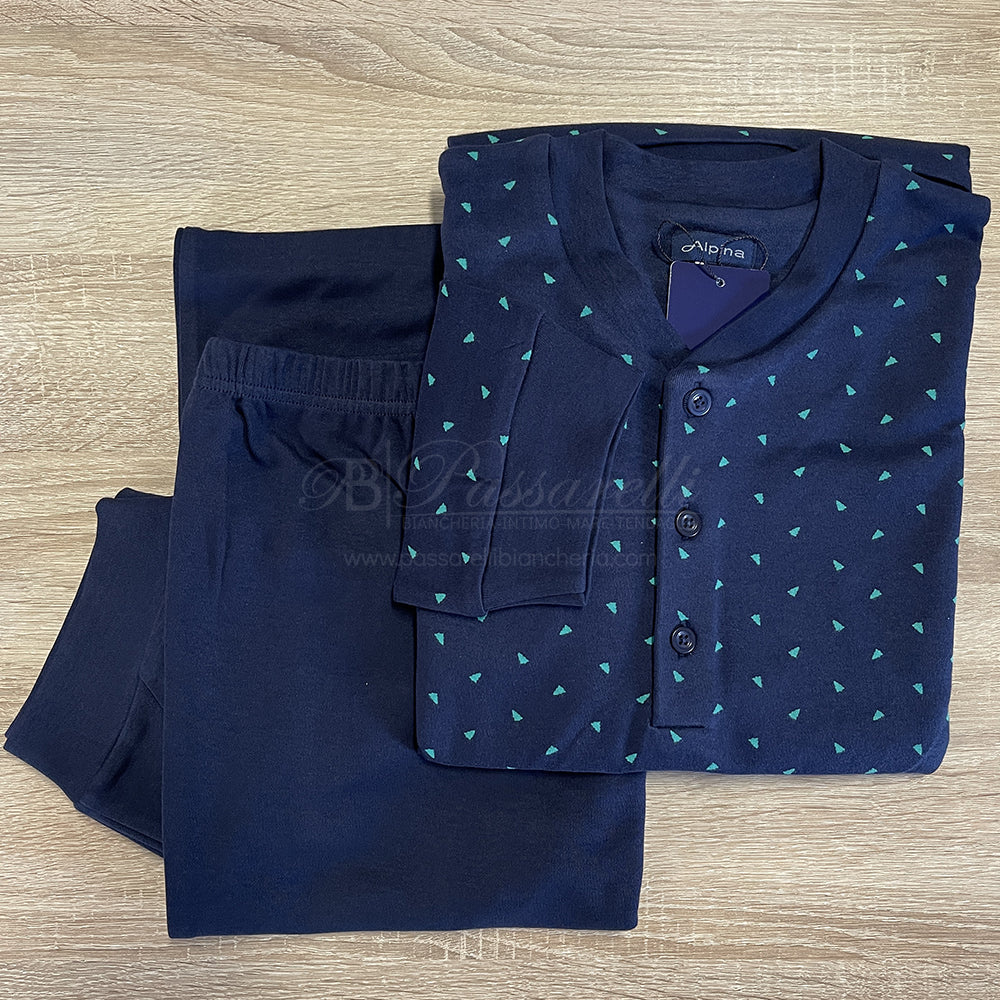 Alpina Uomo Pigiama Invernale Serafino in interlock di puro cotone AAL459 2510S55