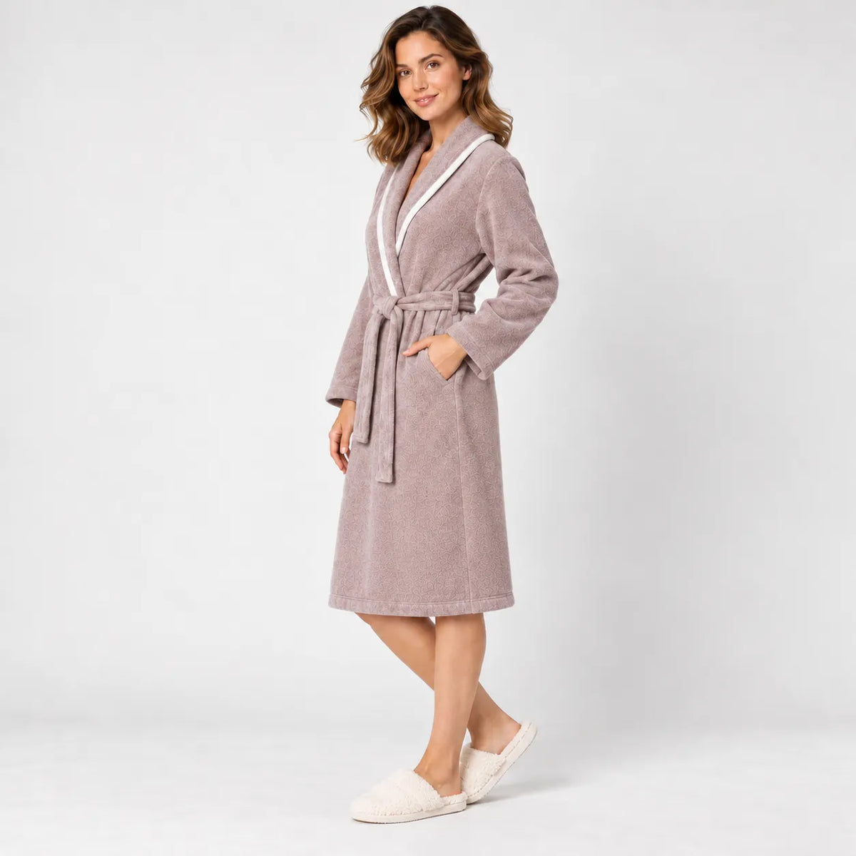 Amica Vestaglia Invernale in Punto Milano collo Sciallato da Donna A478
