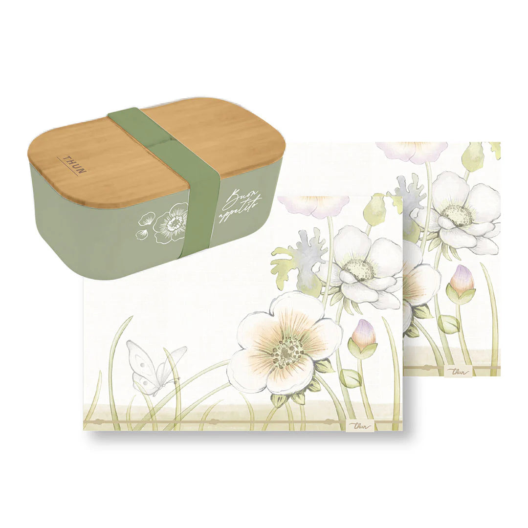 THUN® Set 2 Tovagliette Antimacchia + Porta Pranzo Standard Bloom Multicolor