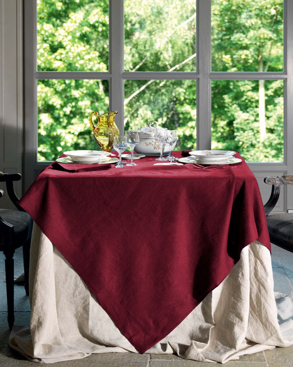 Tessitura Toscana Telerie Servizio in Puro Lino Tinta Unita Tiziano - Varie Dimensioni