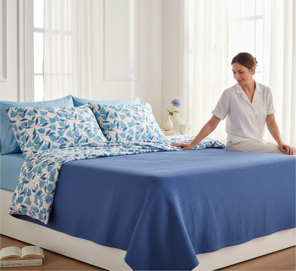 Bassetti Completo Lenzuola con Doppie Federe Bluebell 2509S - Varie Dimensioni