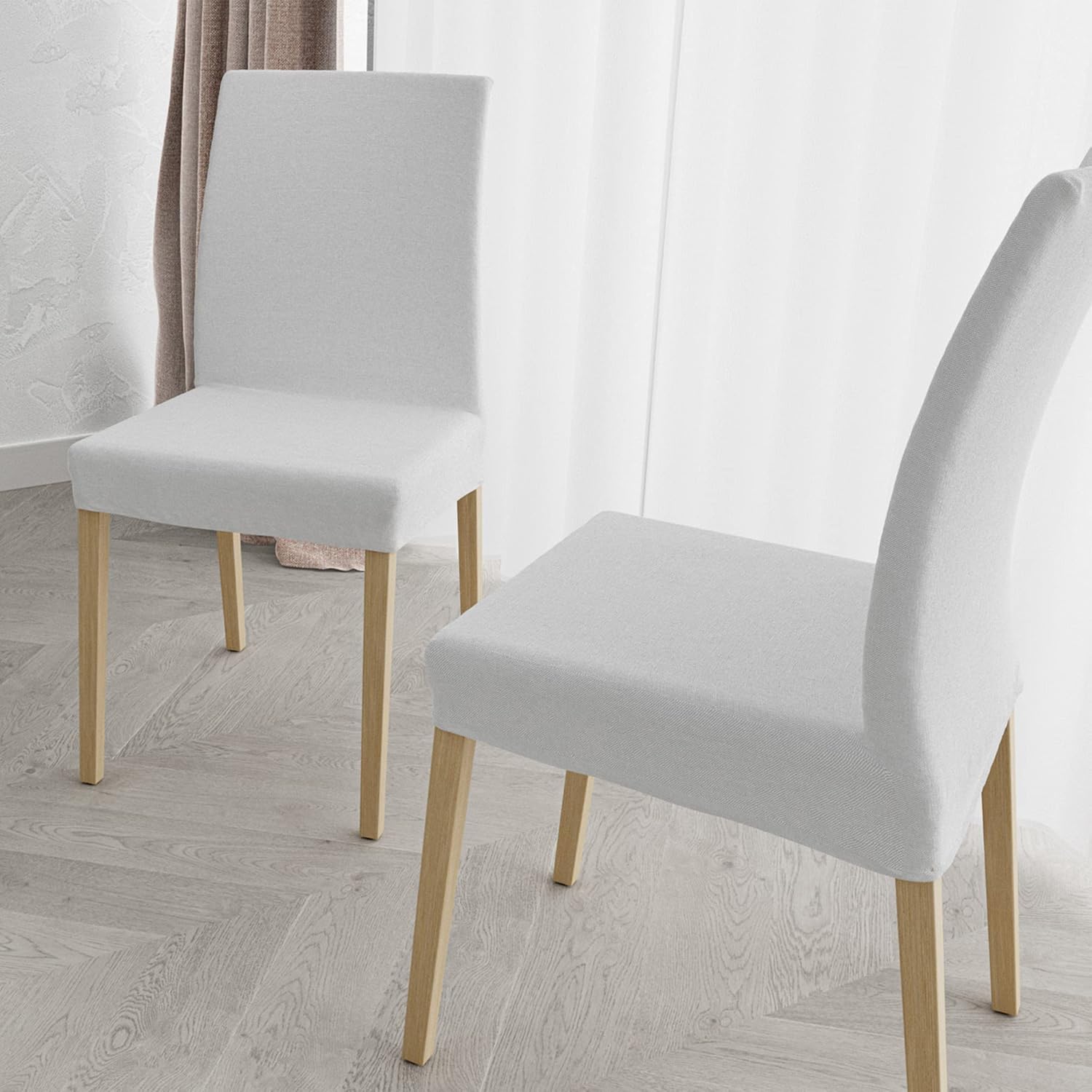 Set of 2 Chair Covers with Backrest in Stretch Fabric B17