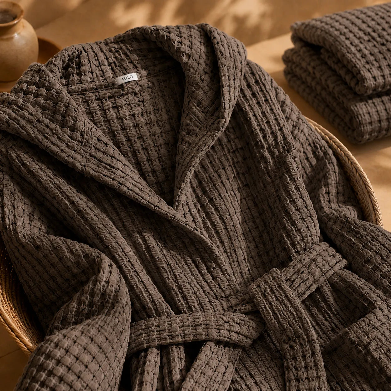Biancoperla Accappatoio con Cappuccio a Nido d'Ape 100% Cotone Milo