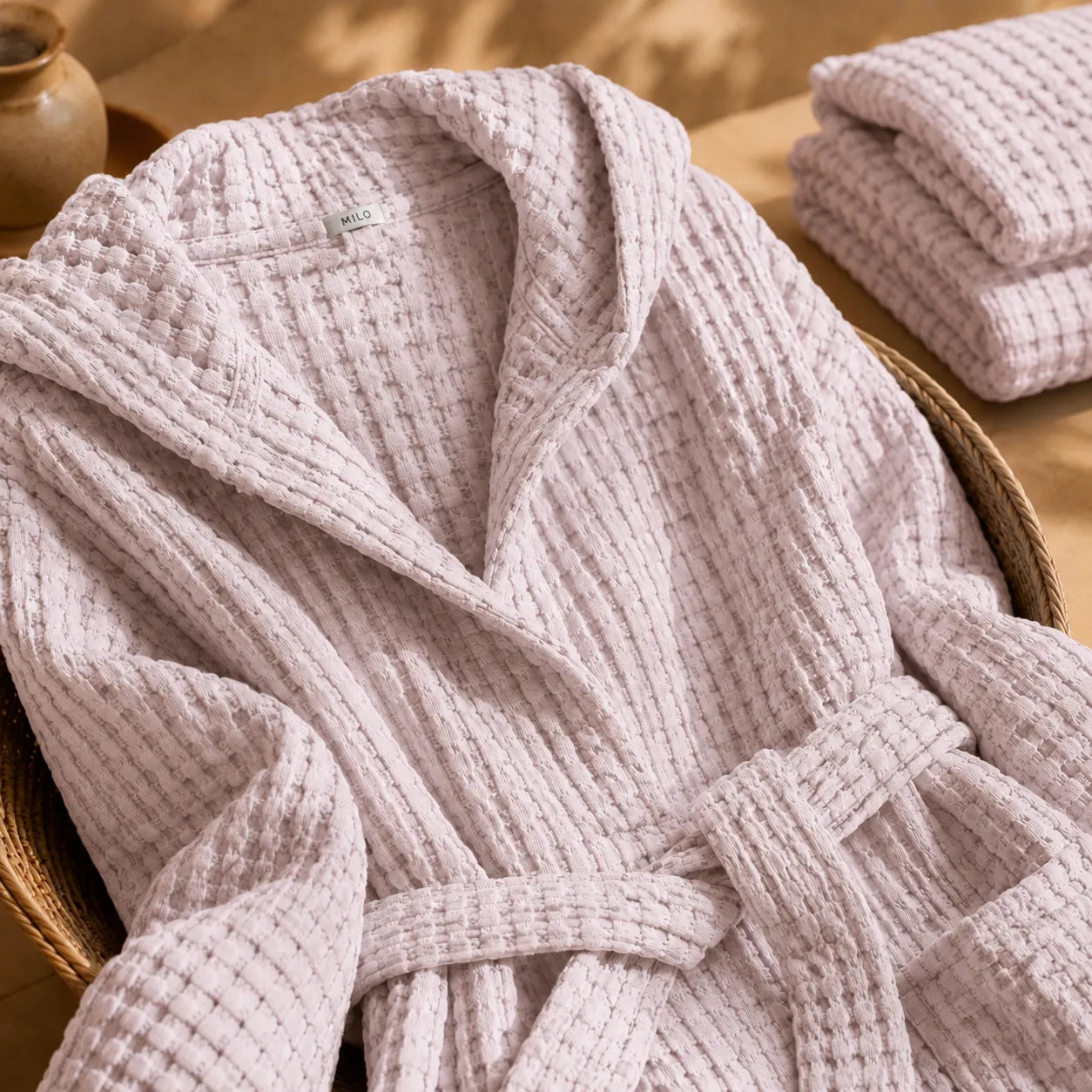 Biancoperla Accappatoio con Cappuccio a Nido d'Ape 100% Cotone Milo