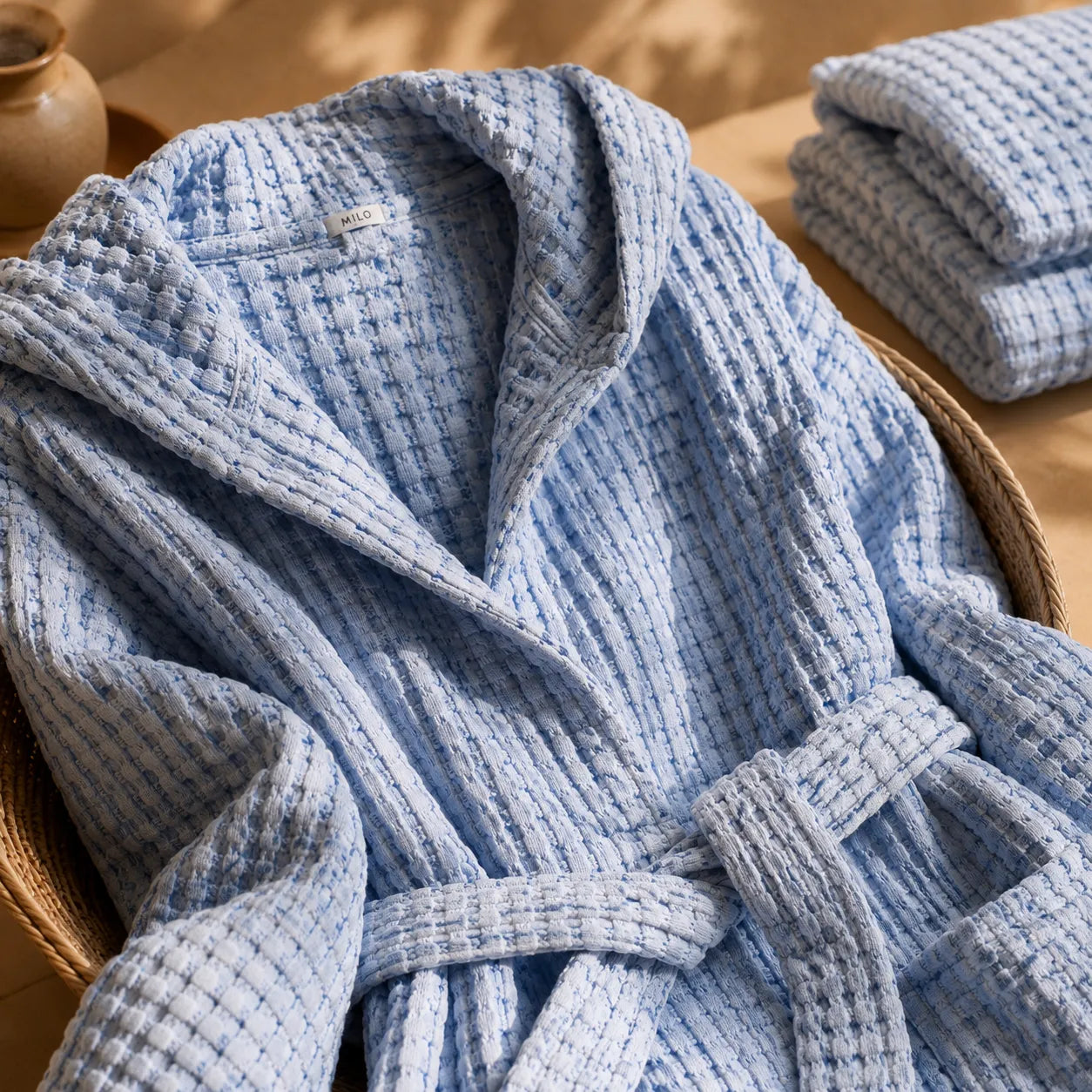 Biancoperla Accappatoio con Cappuccio a Nido d'Ape 100% Cotone Milo