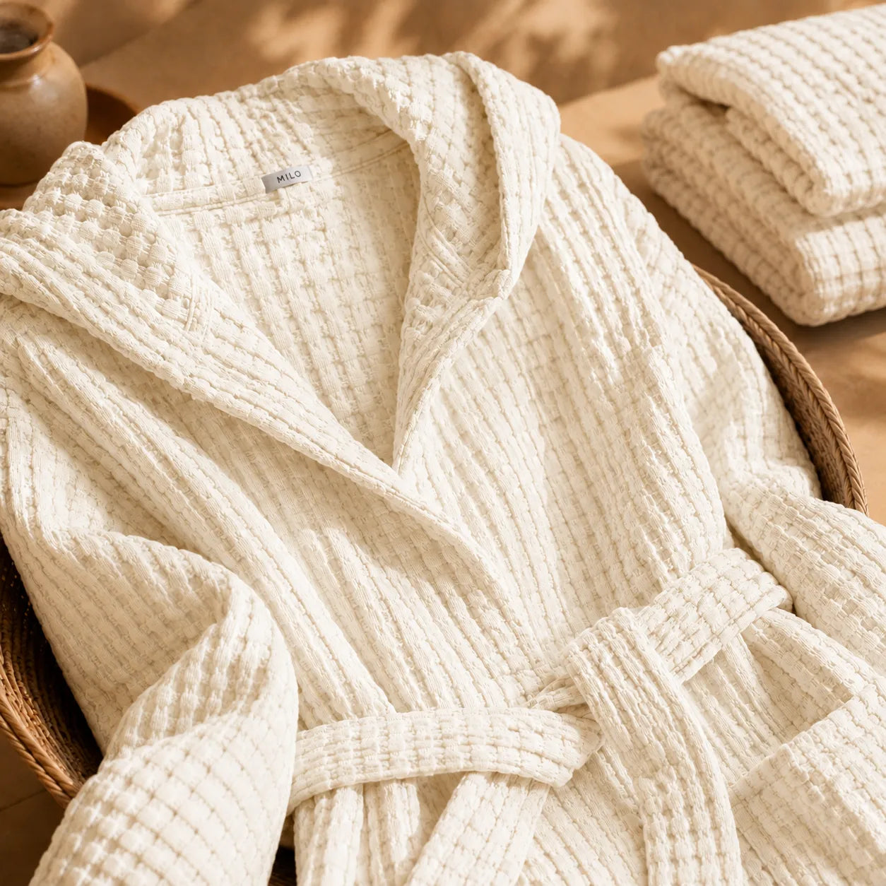 Biancoperla Accappatoio con Cappuccio a Nido d'Ape 100% Cotone Milo
