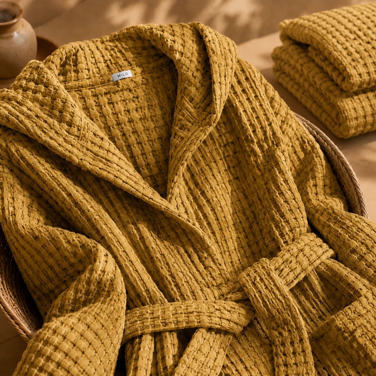 Biancoperla Accappatoio con Cappuccio a Nido d'Ape 100% Cotone Milo