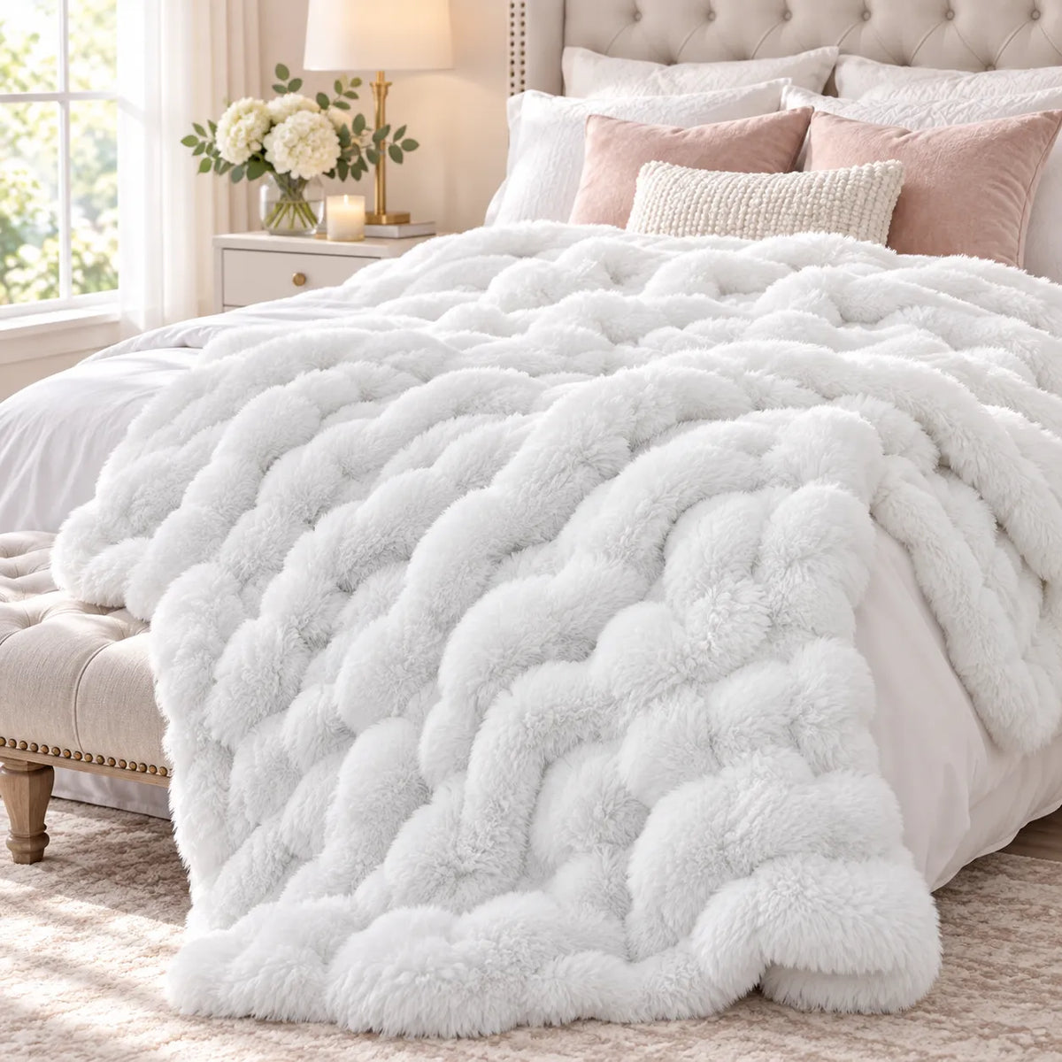 Blumarine Coperta Matrimoniale in Ecopelliccia Diamant 10103 0740