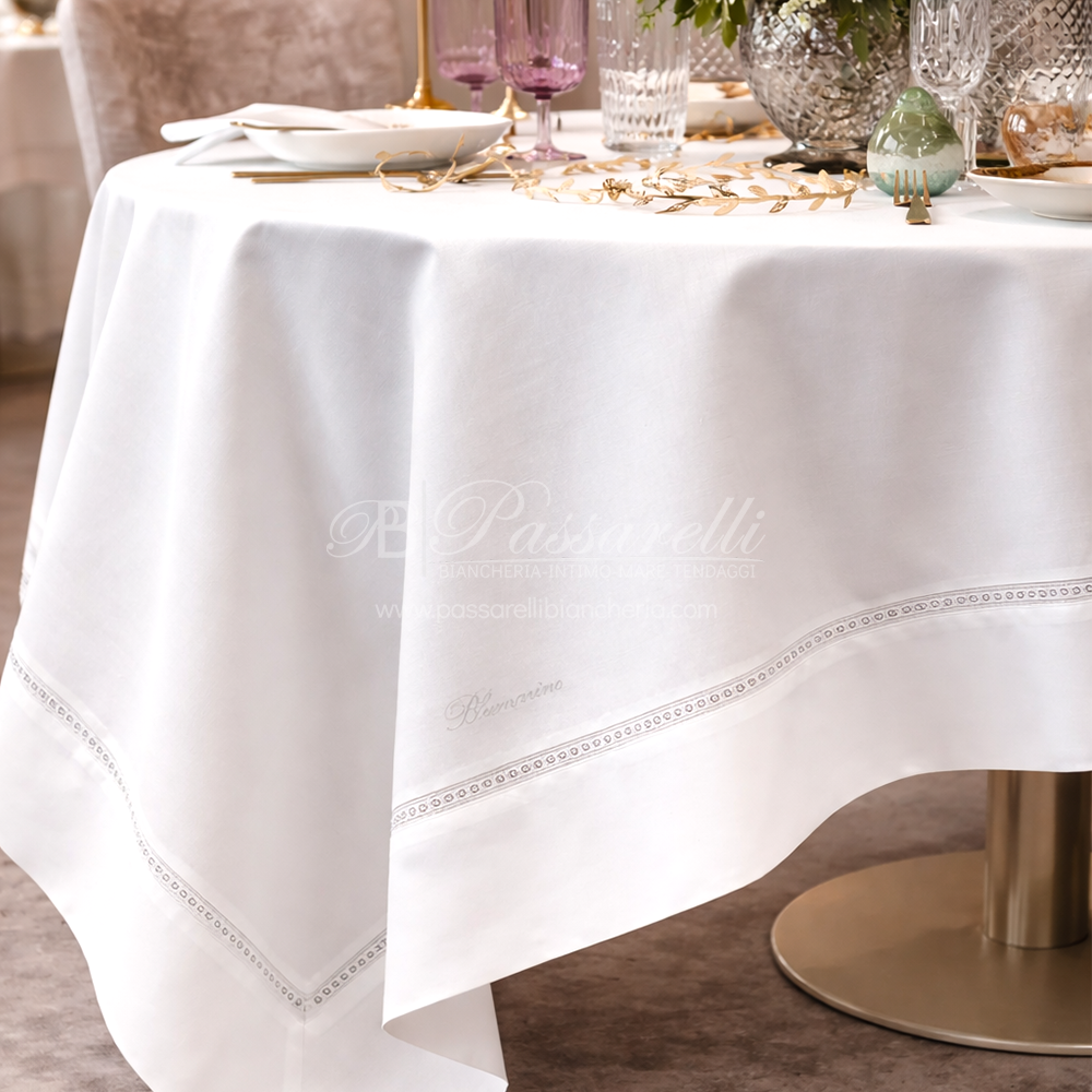 Blumarine Tovaglia e Runner Bovary 103010309 Bianco - Varie Dimensioni