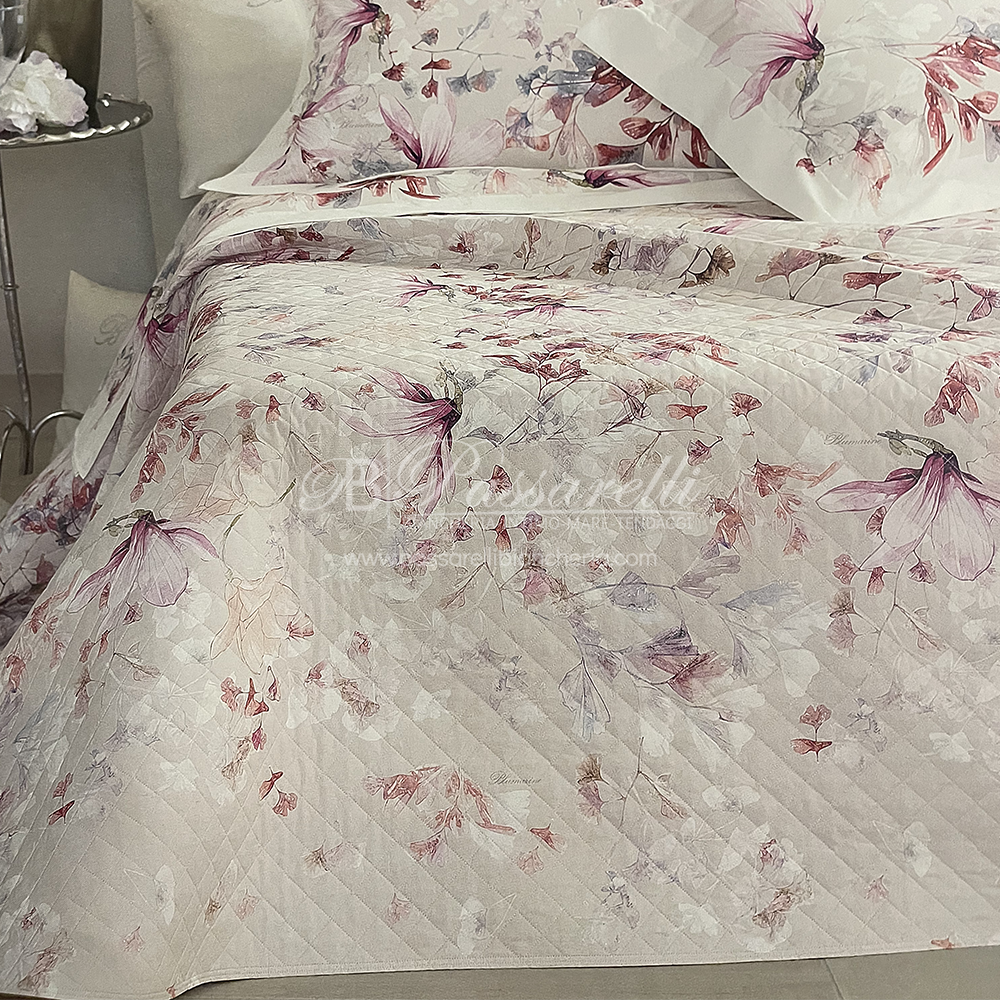 Blumarine gesteppte Tagesdecke für Doppelbett Magnolia Cipria S280
