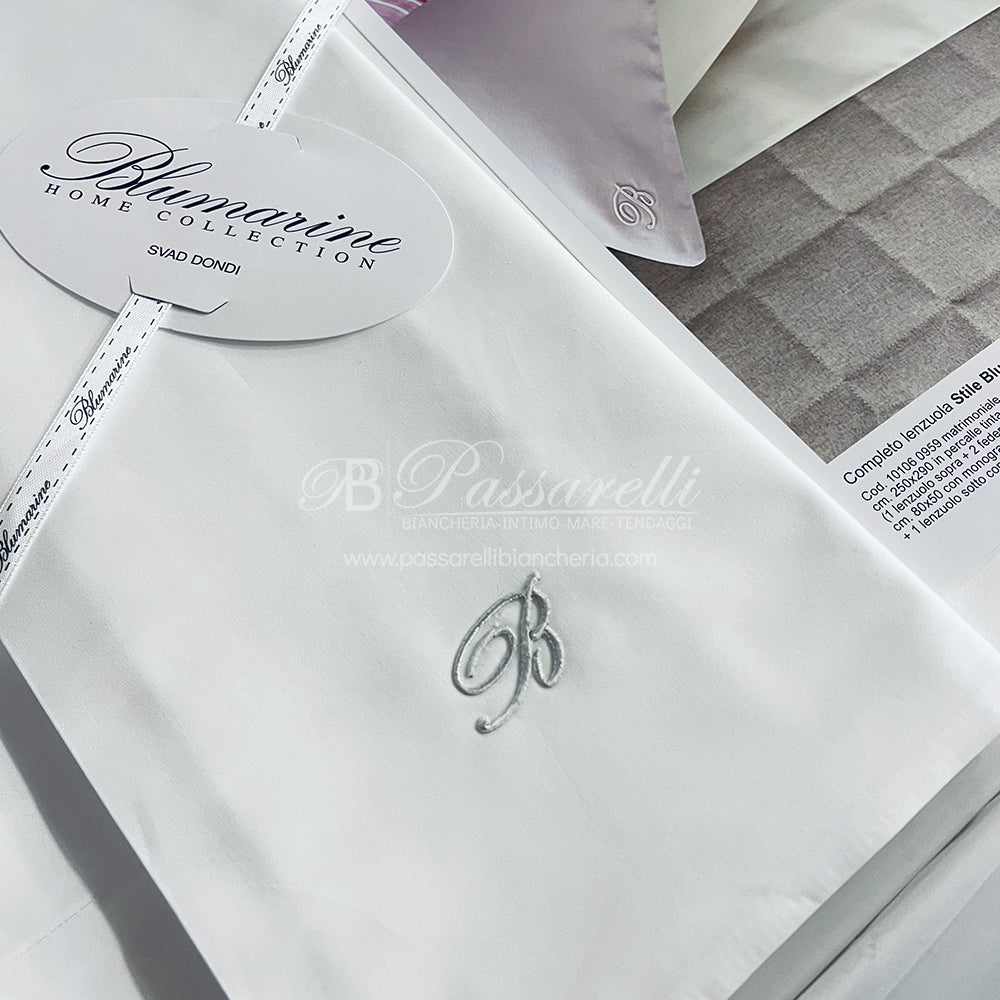 Blumarine Completo Lenzuola matrimoniale in Percalle di cotone Stile Blu 2504S164