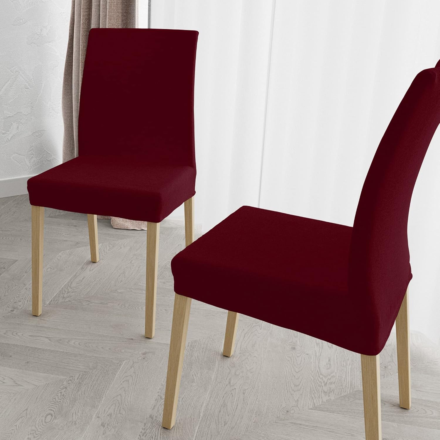 Set of 2 Chair Covers with Backrest in Stretch Fabric B17