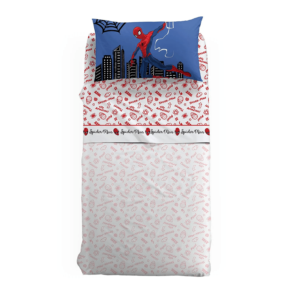 Caleffi Marvel Completo lenzuola per Letto Singolo Spiderman Amazing 1009395 D46 - Passarelli Biancheria