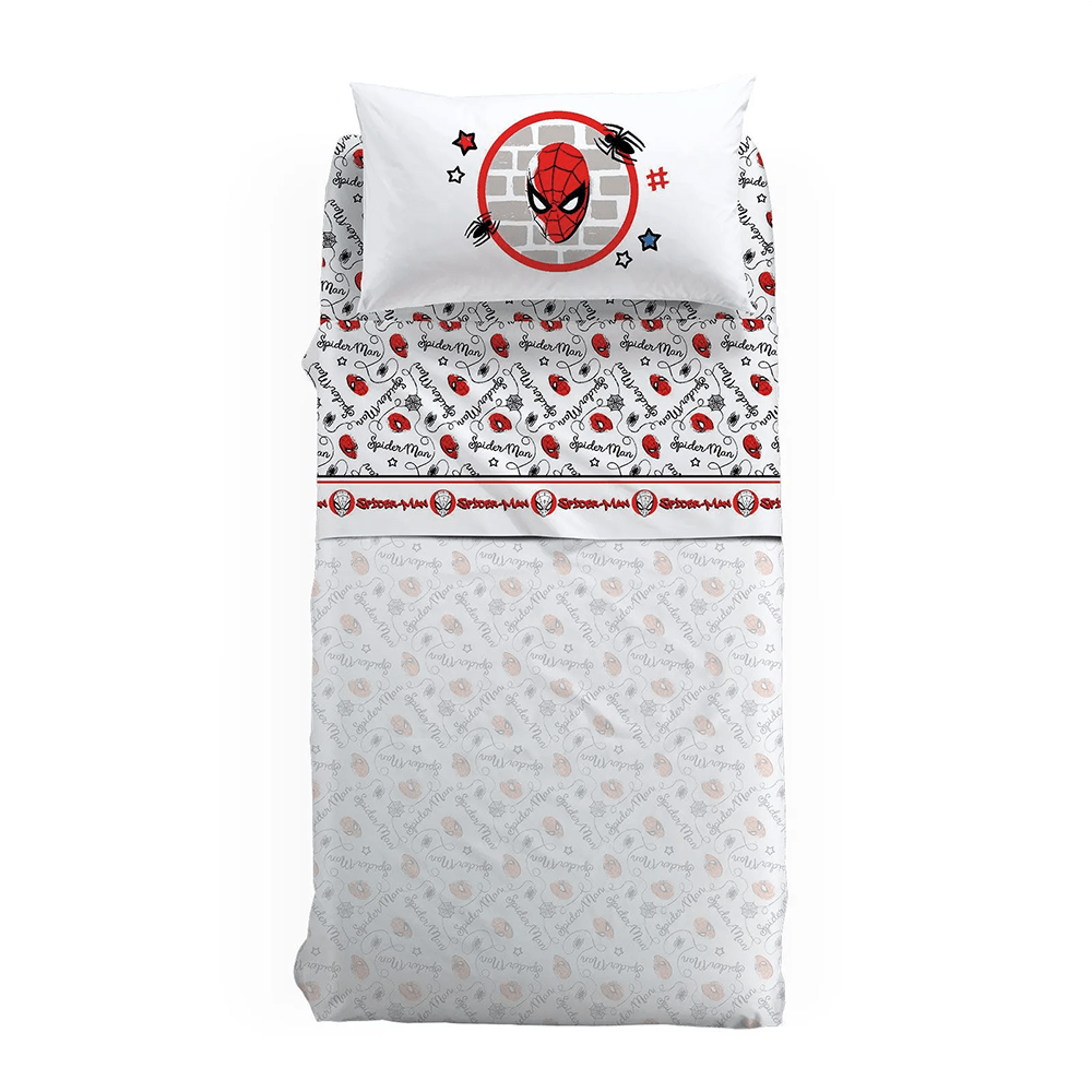 Caleffi Marvel Completo lenzuola per Letto Singolo Spiderman Wall 1009414 D46 - Passarelli Biancheria