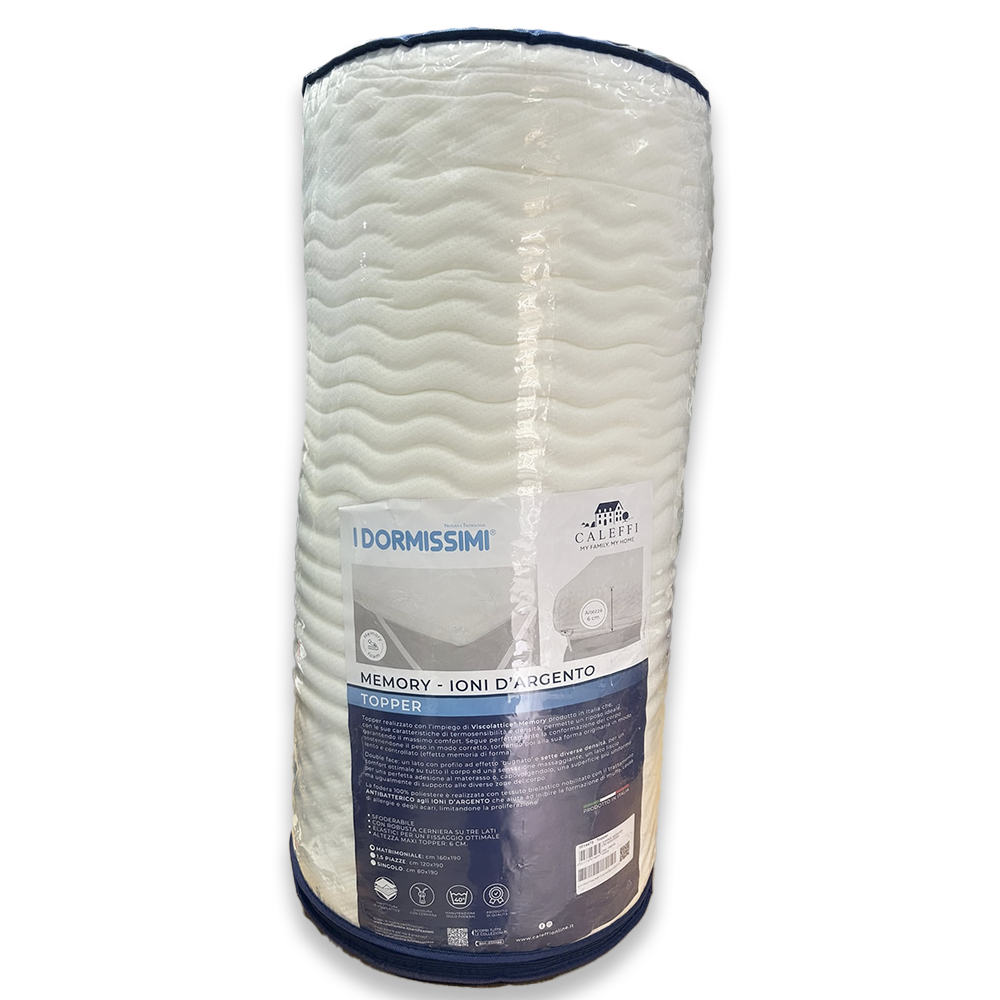 Caleffi Coprimaterasso Topper Memory Ioni d'argento Matrimoniale 2502S150