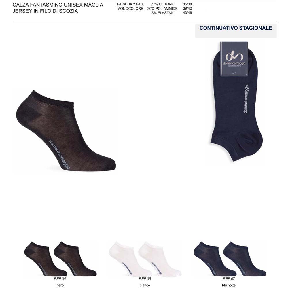 Domenico Maggio 2 Paia di Calza Fantasmino Unisex in filo di Cotone DM369 S70 - Passarelli Biancheria