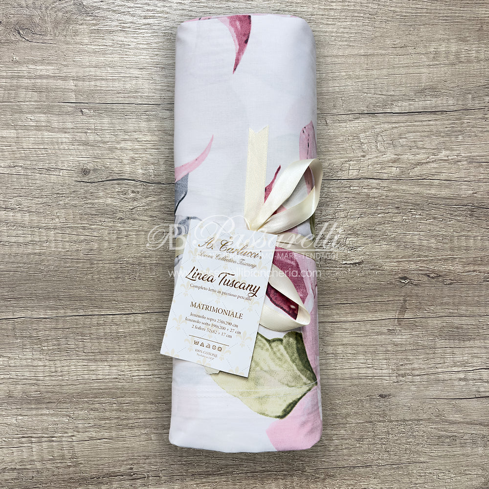 Carlucci Completo Lenzuola Matrimoniale in cotone Percalle - Vari Disegni 2602S32